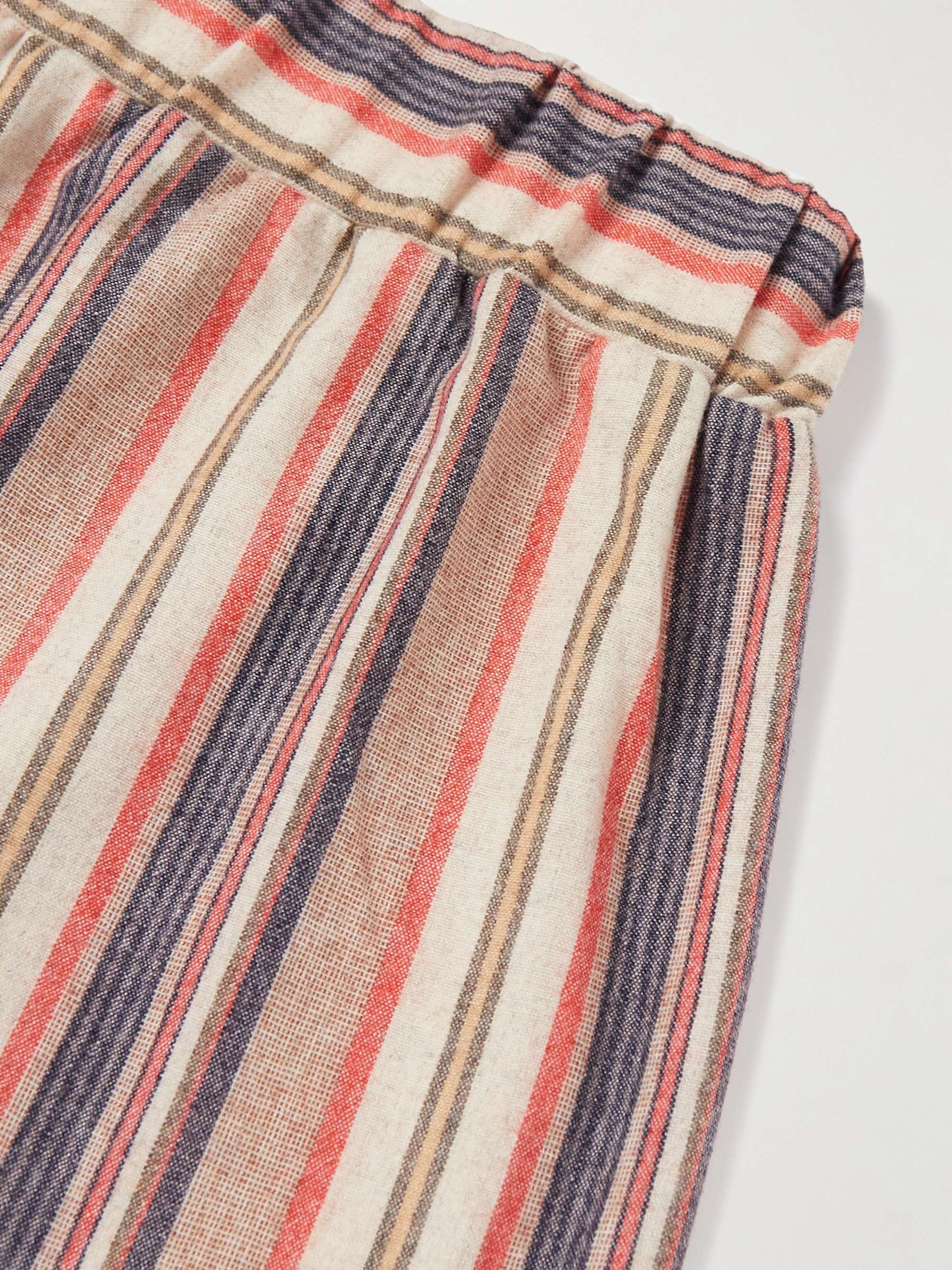 THE ELDER STATESMAN Striped Cashmere-Blend Flannel Trousers
