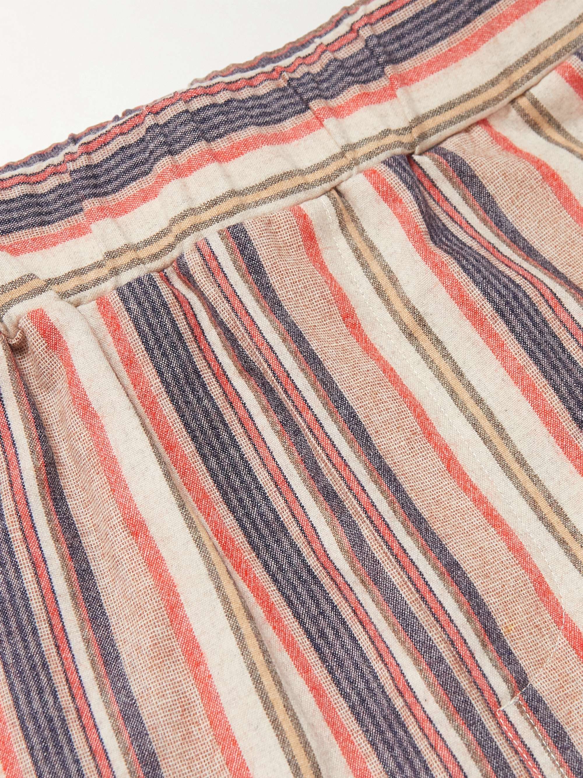 THE ELDER STATESMAN Striped Cashmere-Blend Flannel Trousers