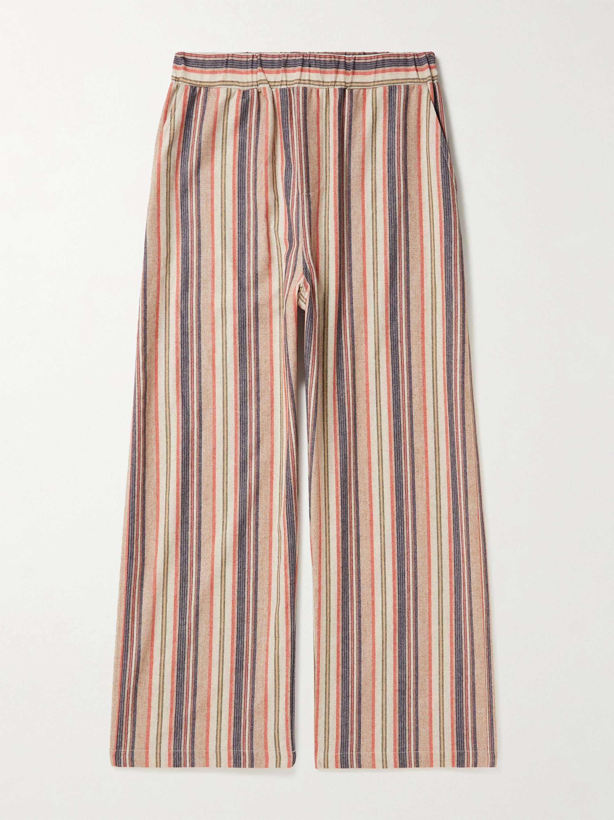 THE ELDER STATESMAN Striped Cashmere-Blend Flannel Trousers