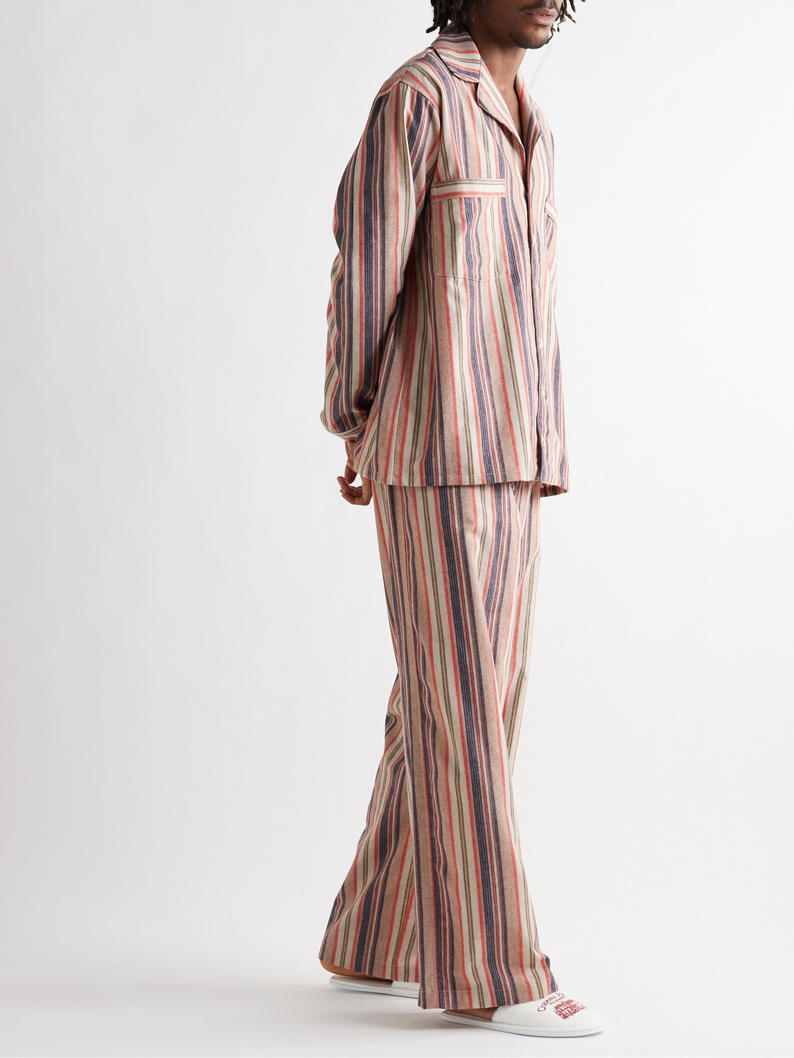 Striped Cashmere-Blend Flannel Trousers — 2