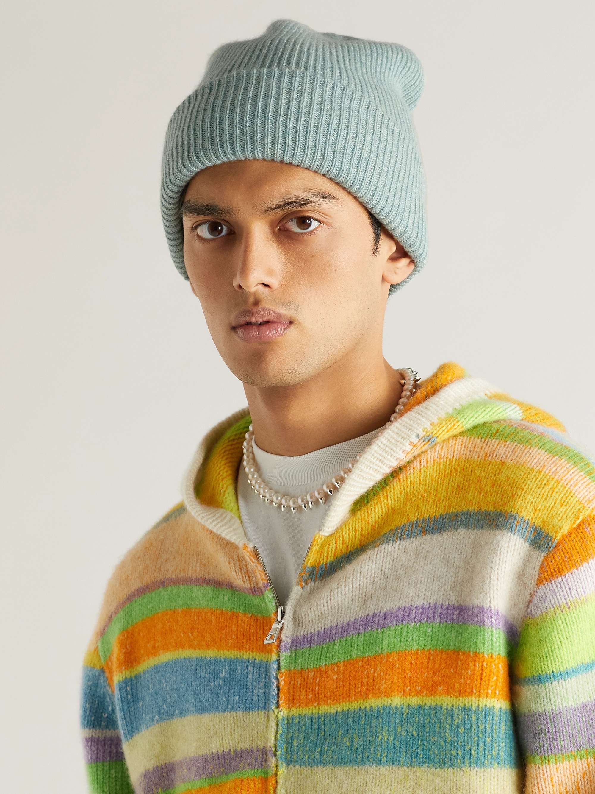 THE ELDER STATESMAN Parker Ribbed Cashmere Beanie