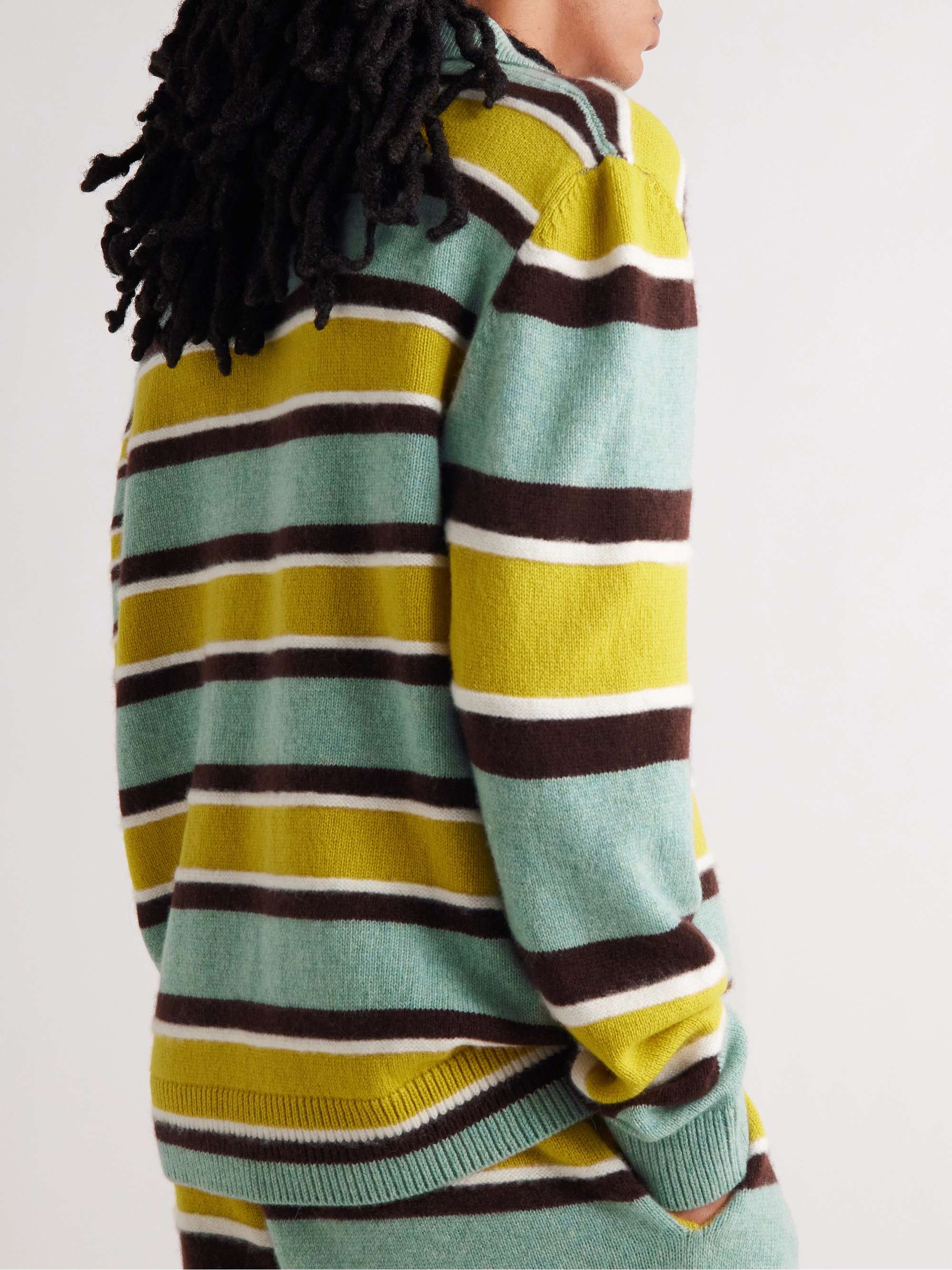 THE ELDER STATESMAN Striped Cashmere Shirt