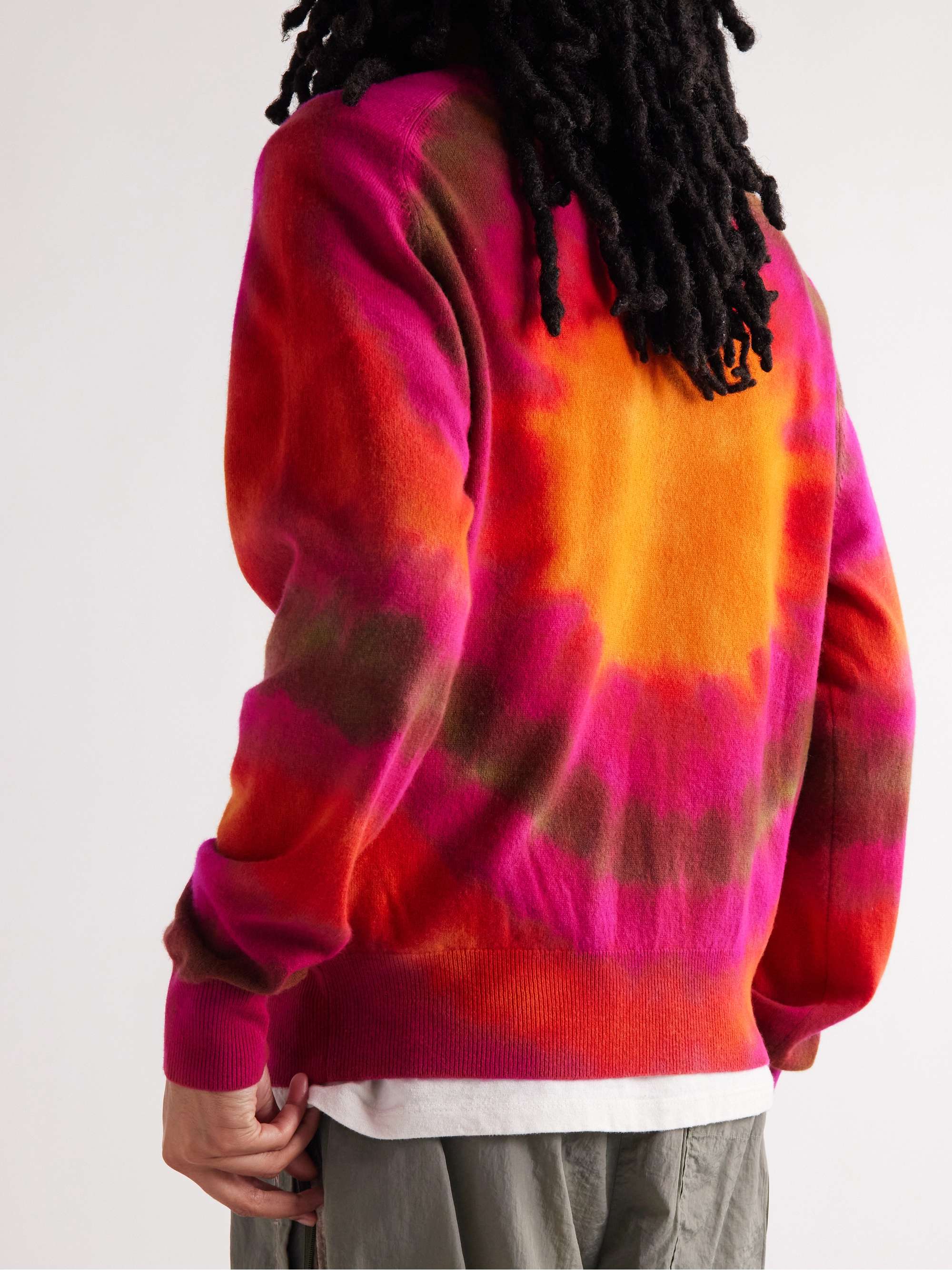 THE ELDER STATESMAN Tie-Dyed Merino Wool and Cashmere-Blend Sweater