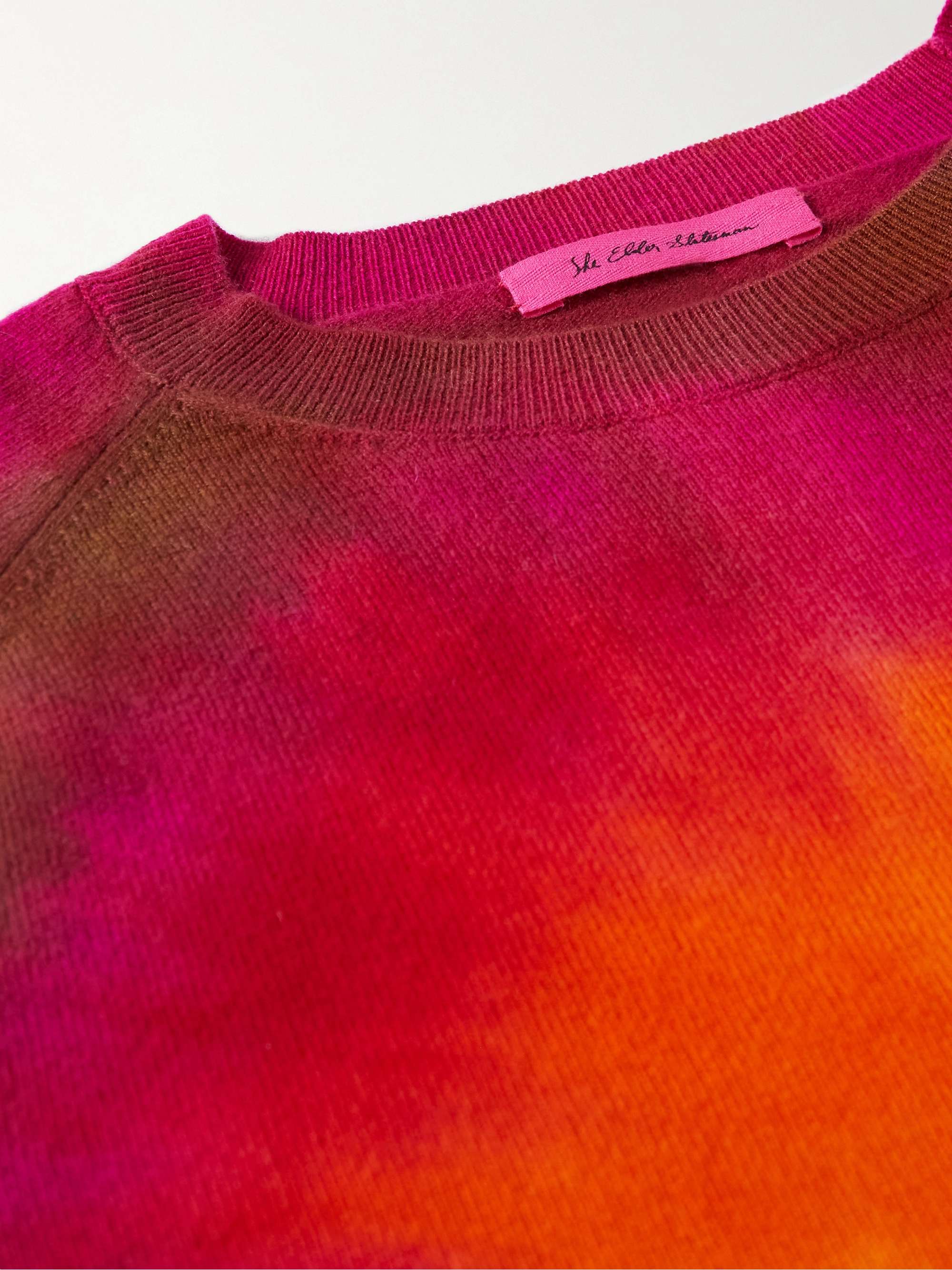 THE ELDER STATESMAN Tie-Dyed Merino Wool and Cashmere-Blend Sweater