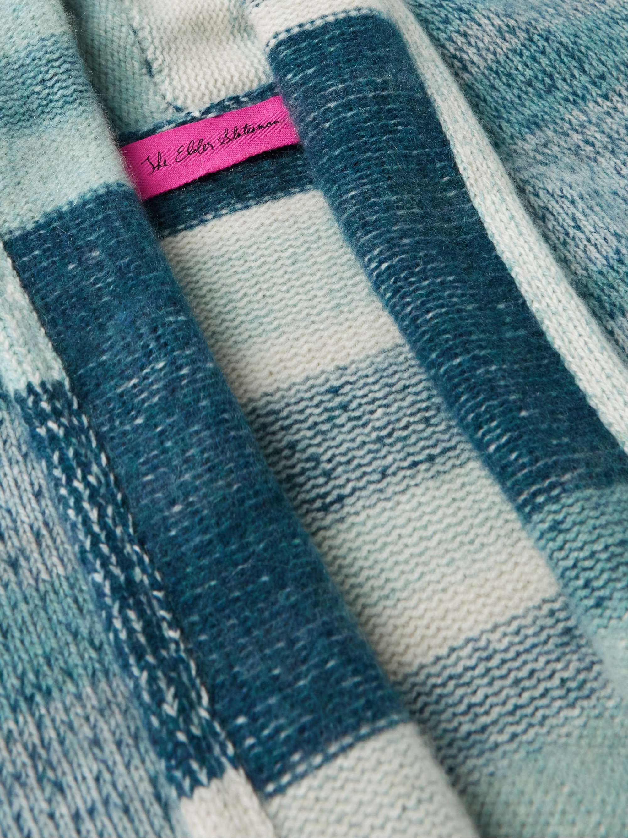THE ELDER STATESMAN Shawl-Collar Striped Cashmere Cardigan