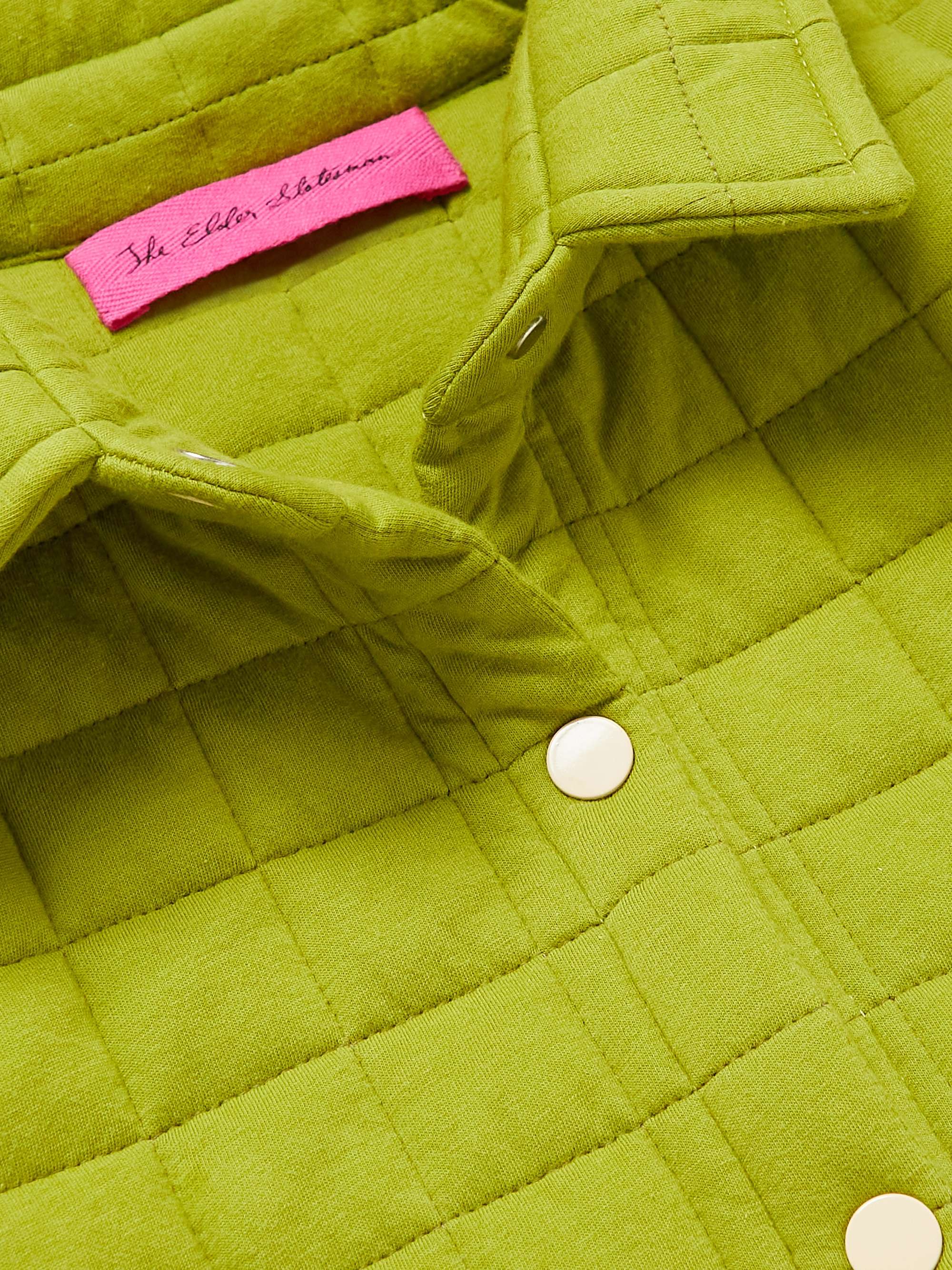 THE ELDER STATESMAN Crochet-Trimmed Quilted Cotton-Jersey Shirt Jacket