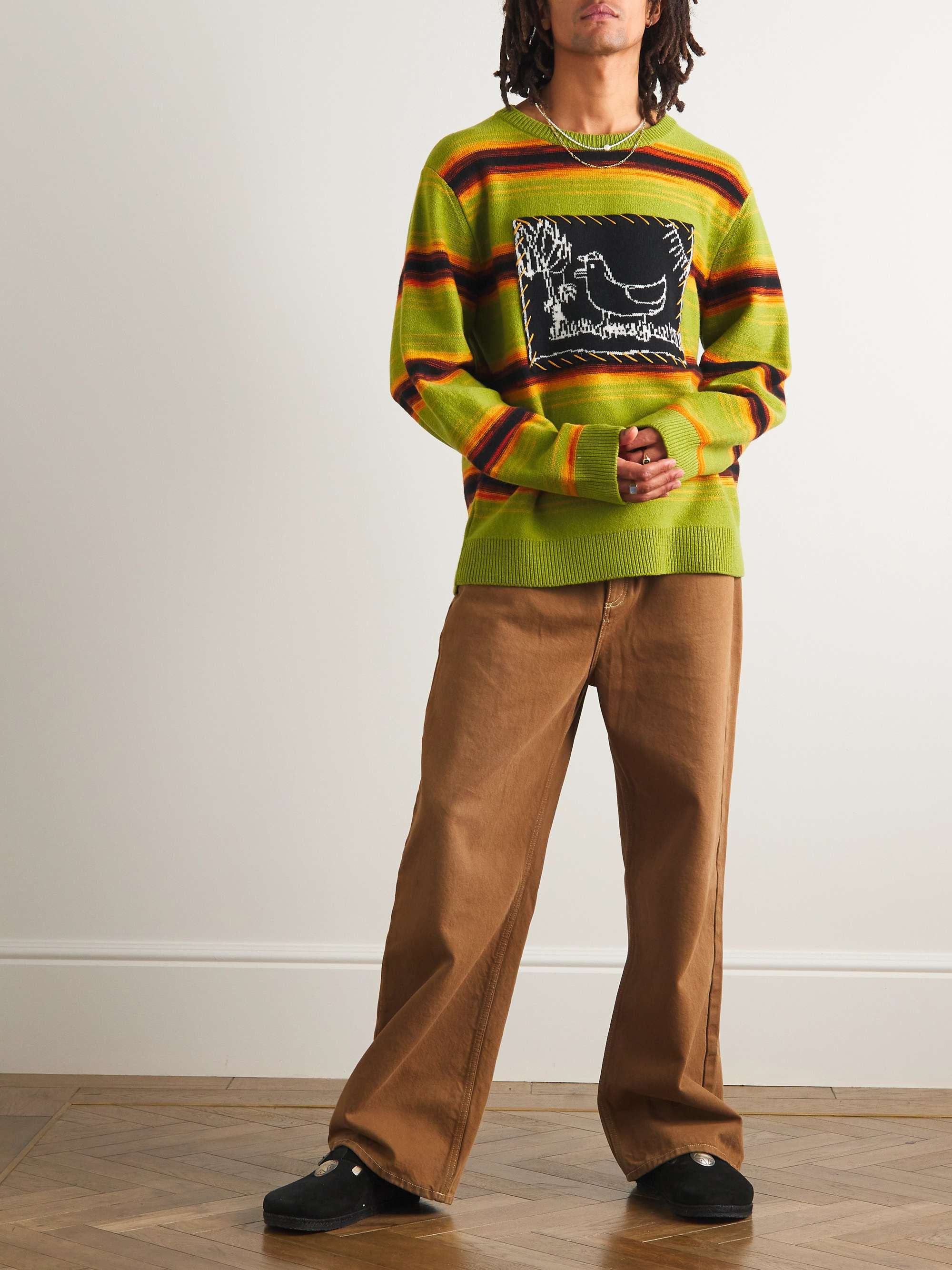THE ELDER STATESMAN + Inner City Arts Striped Merino Wool and Cashmere-Blend Sweater