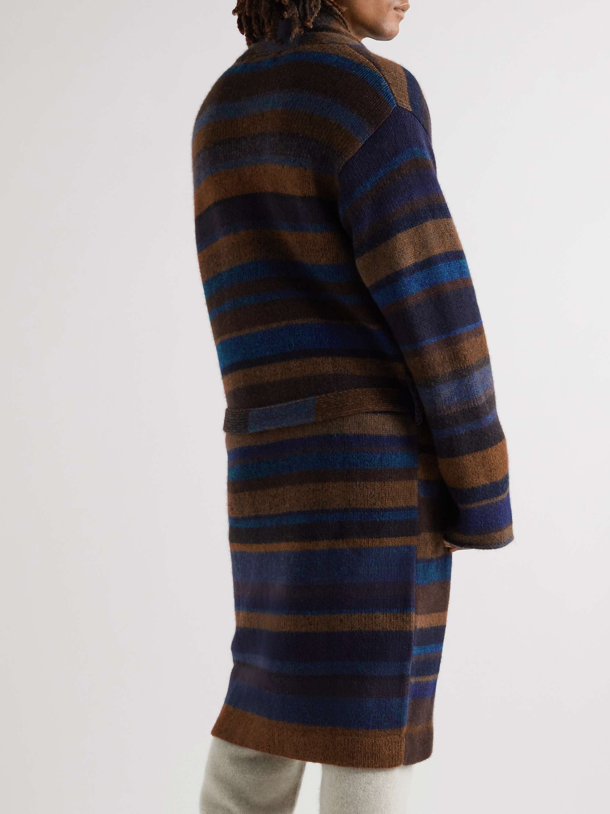 THE ELDER STATESMAN Striped Cashmere Cardigan