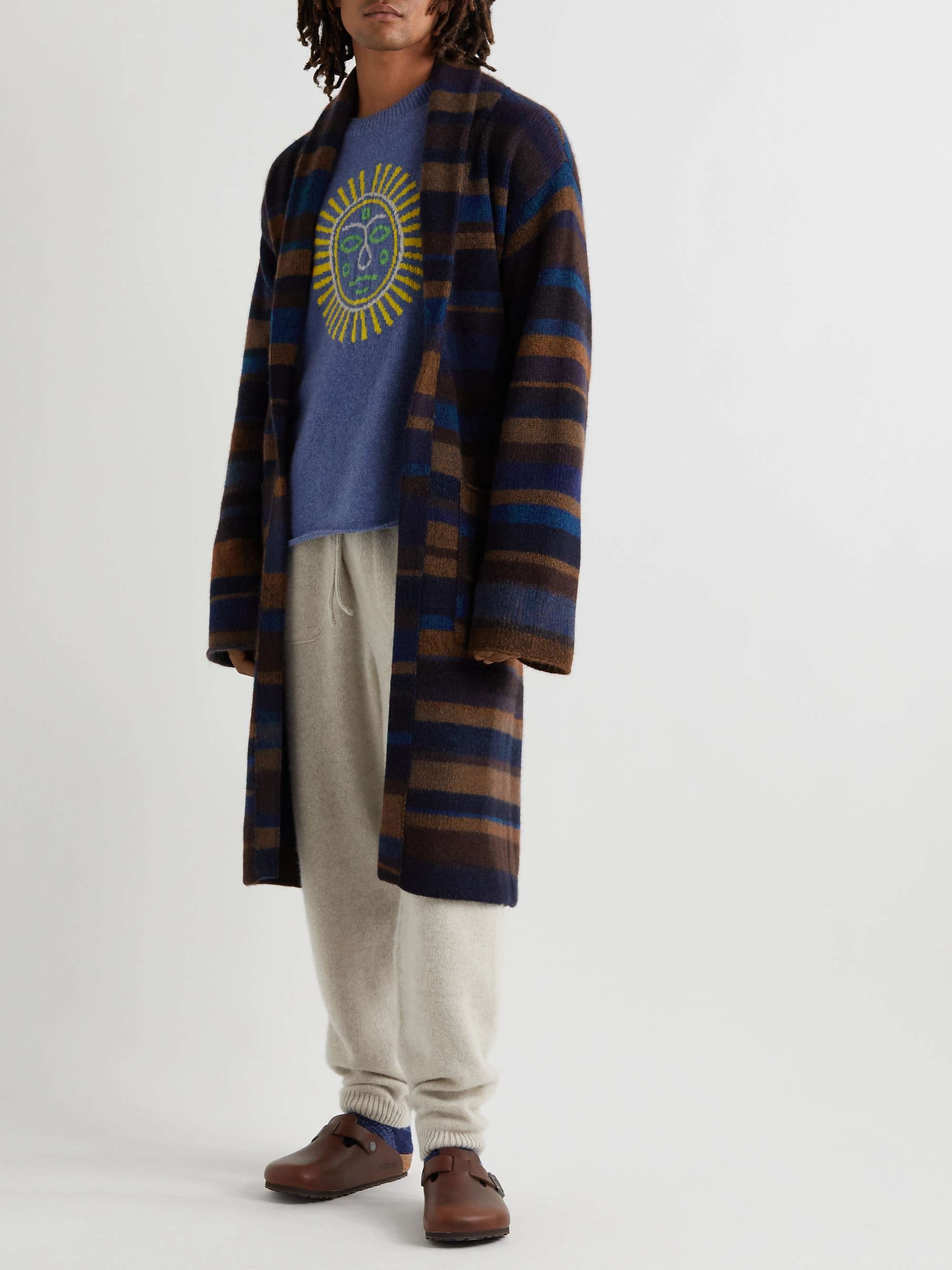 THE ELDER STATESMAN Striped Cashmere Cardigan