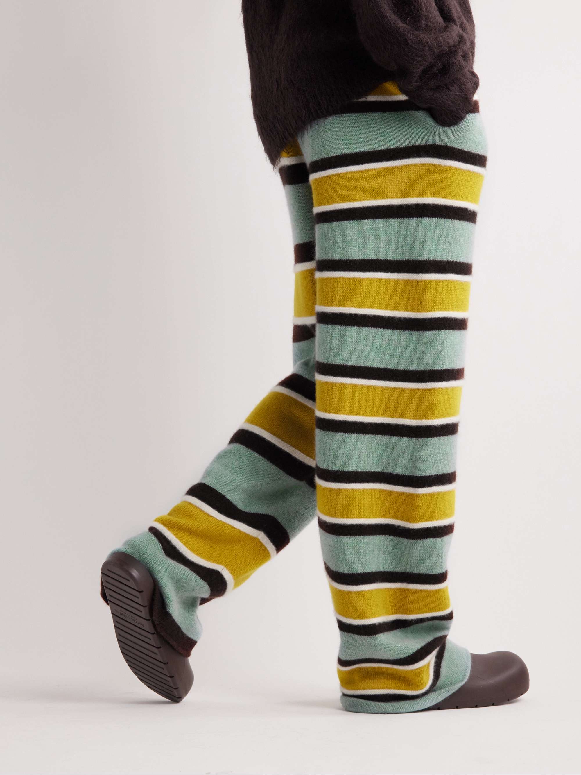 THE ELDER STATESMAN Straight-Leg Striped Cashmere Trousers