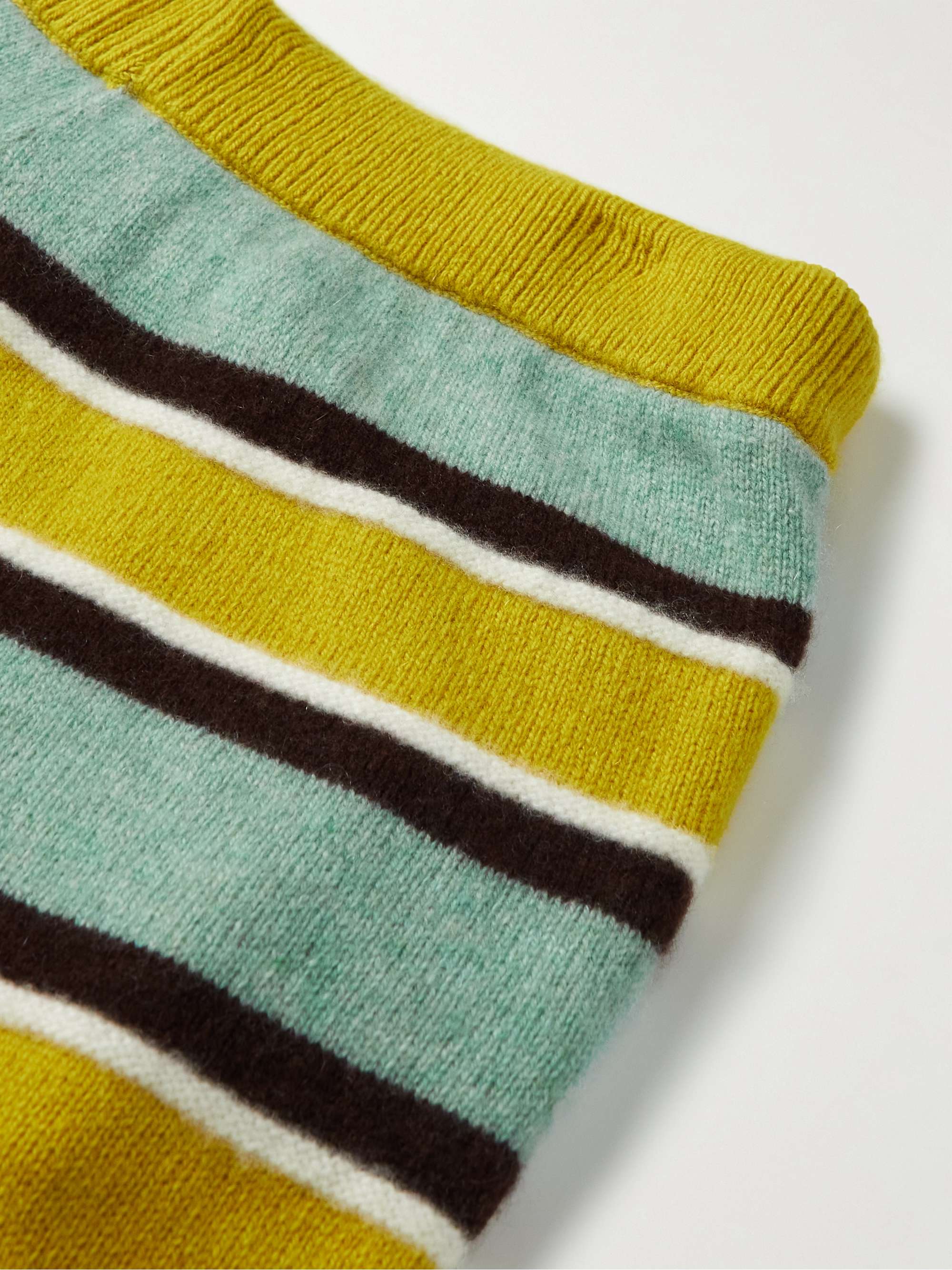 THE ELDER STATESMAN Straight-Leg Striped Cashmere Trousers