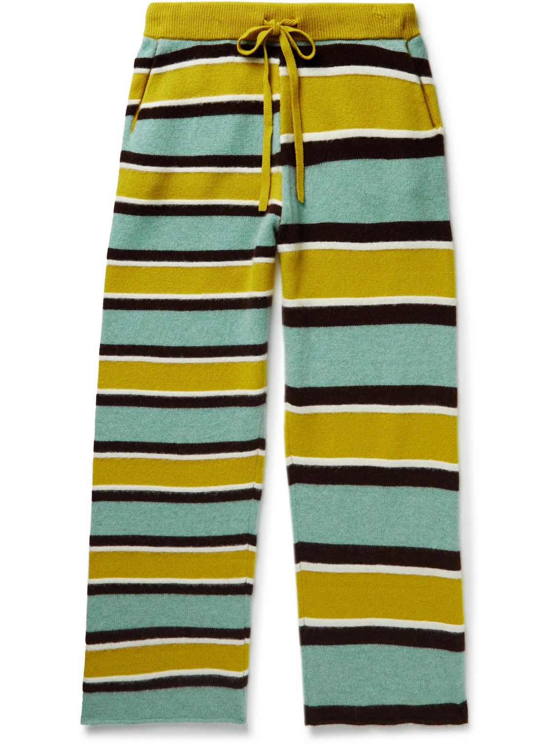 Straight-Leg Striped Cashmere Trousers