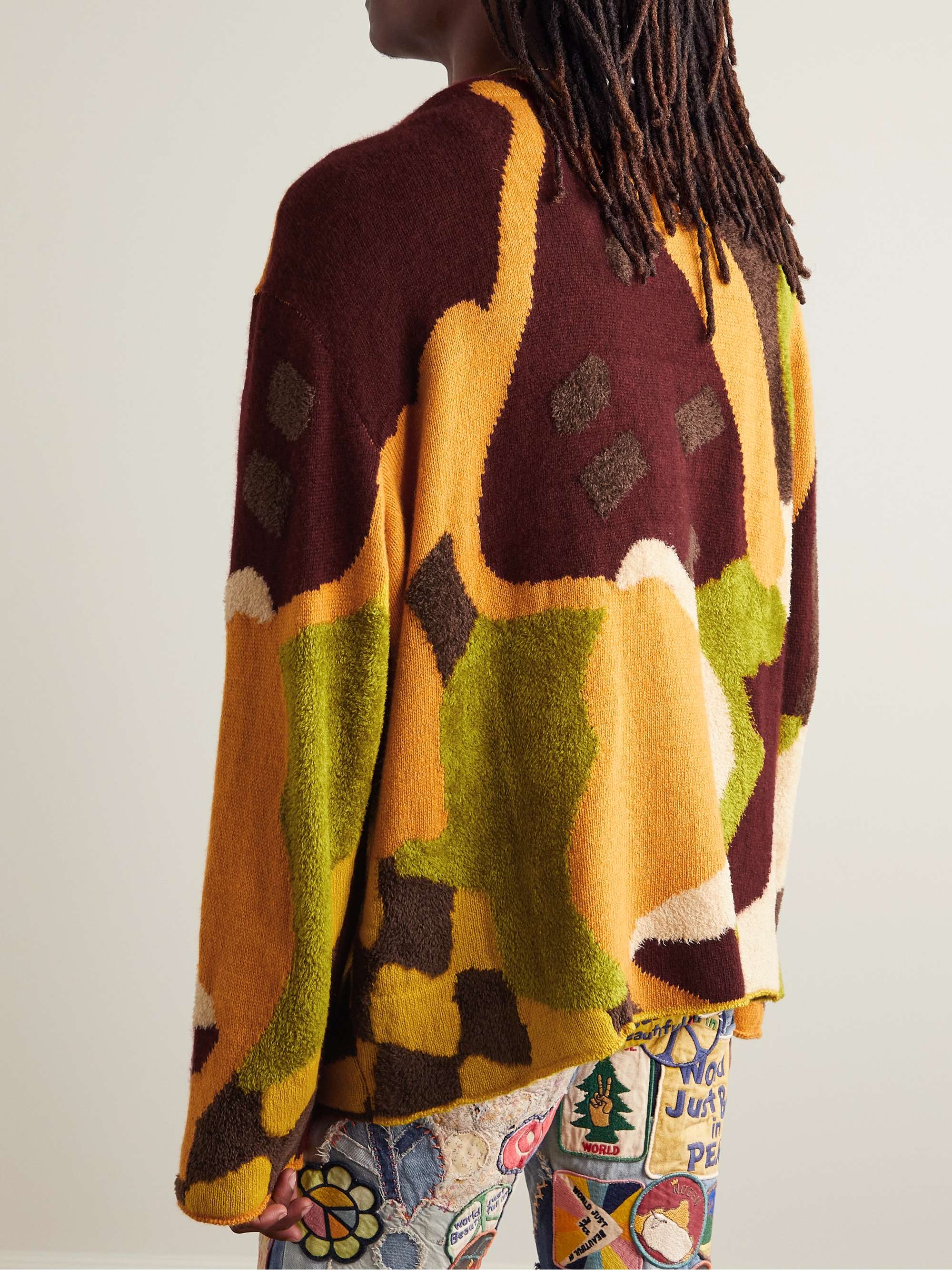 THE ELDER STATESMAN + Ollio Wonderland Intarsia Cashmere-Blend Chenille Cardigan