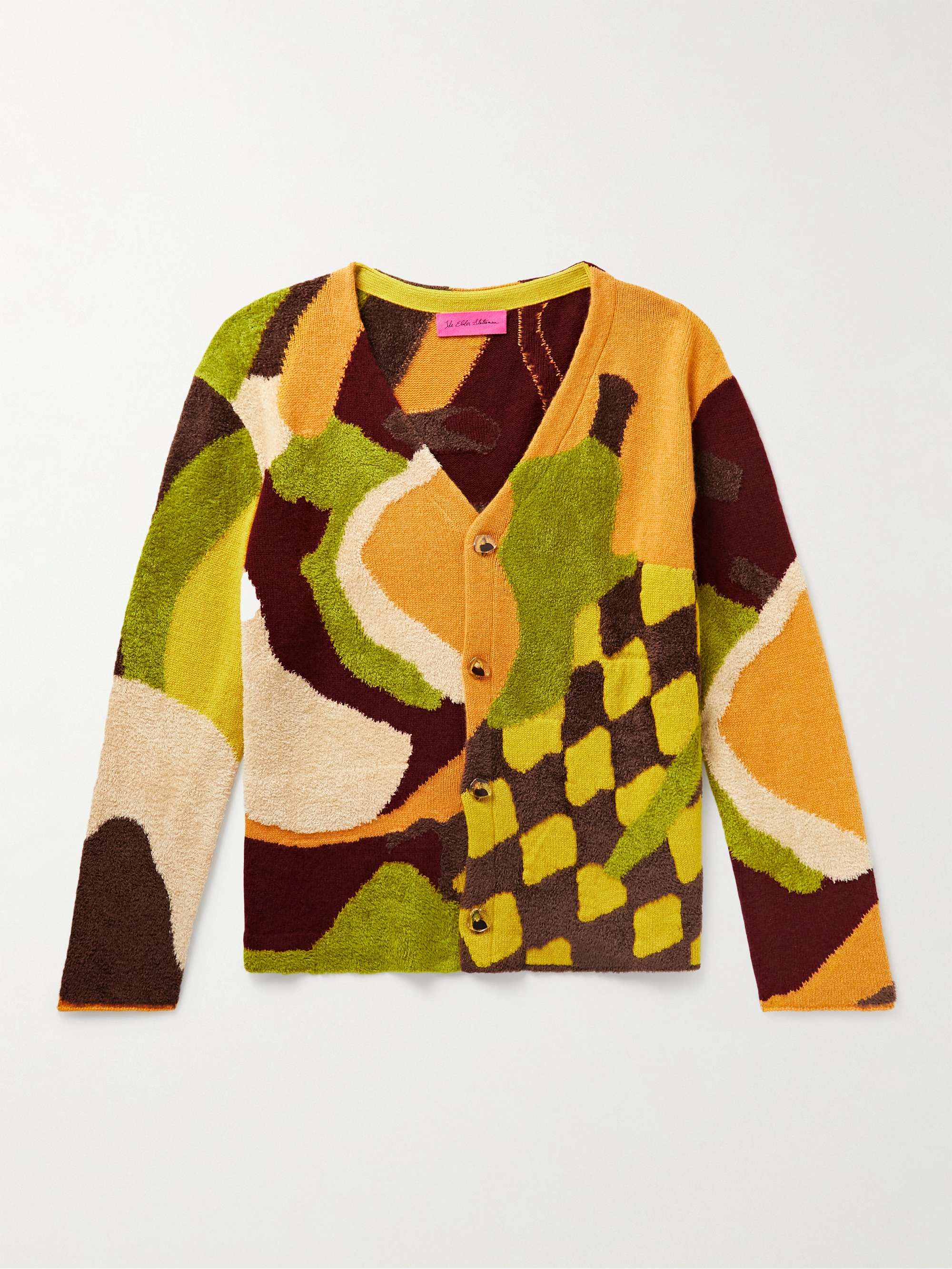 THE ELDER STATESMAN + Ollio Wonderland Intarsia Cashmere-Blend Chenille  Cardigan for Men