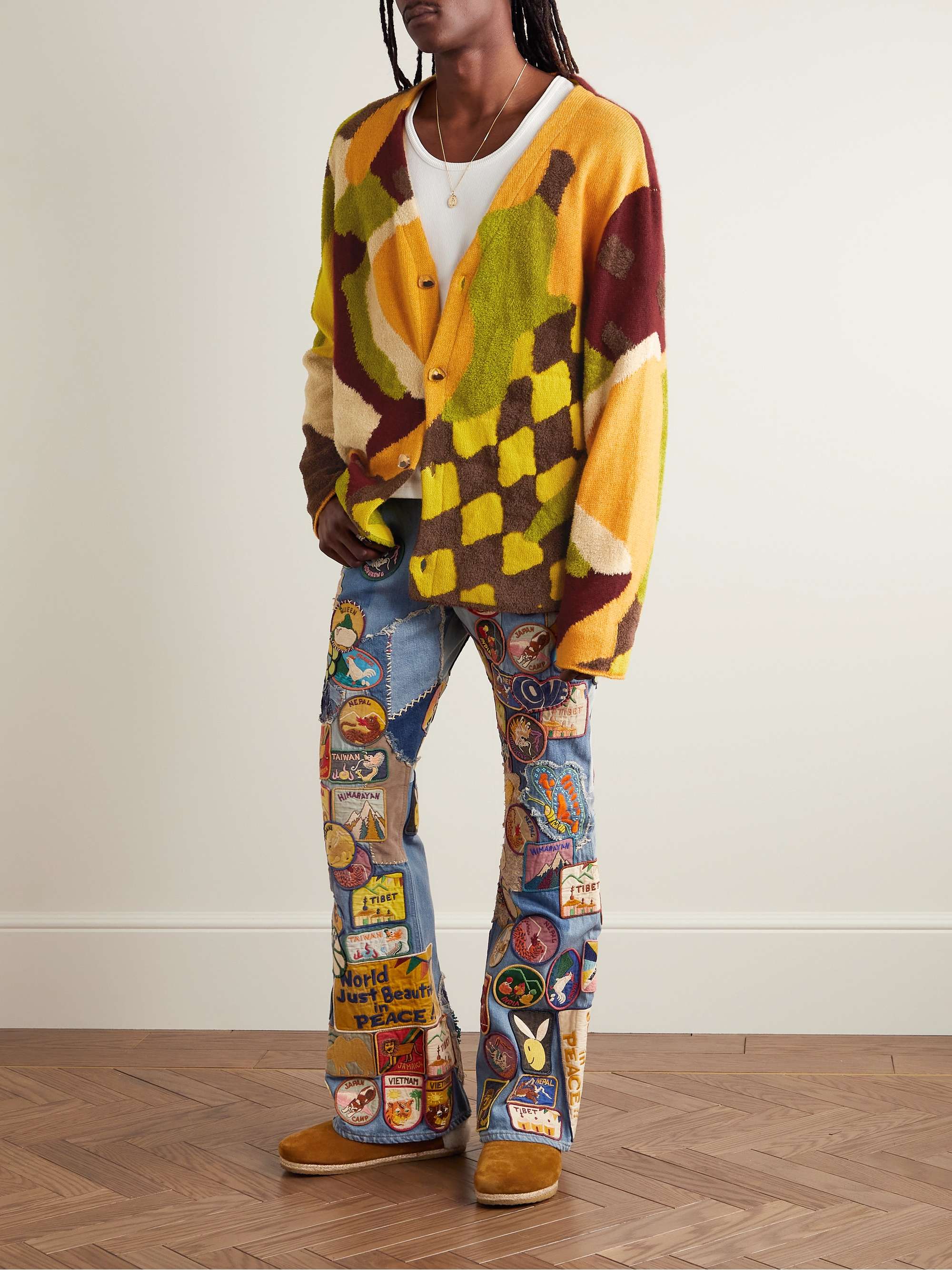 THE ELDER STATESMAN + Ollio Wonderland Intarsia Cashmere-Blend Chenille Cardigan