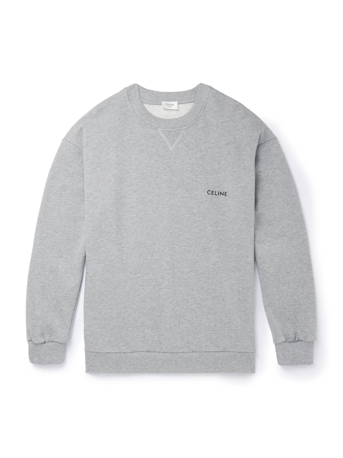 Celine Logo-print Stretch-cotton Jersey Sweatshirt In Gray