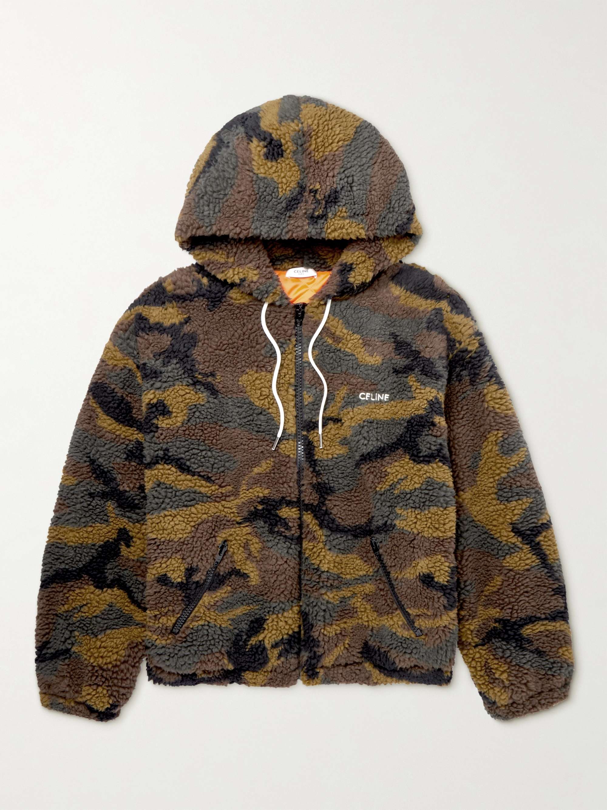 CELINE HOMME Oversized Logo-Embroidered Camouflage-Print Fleece