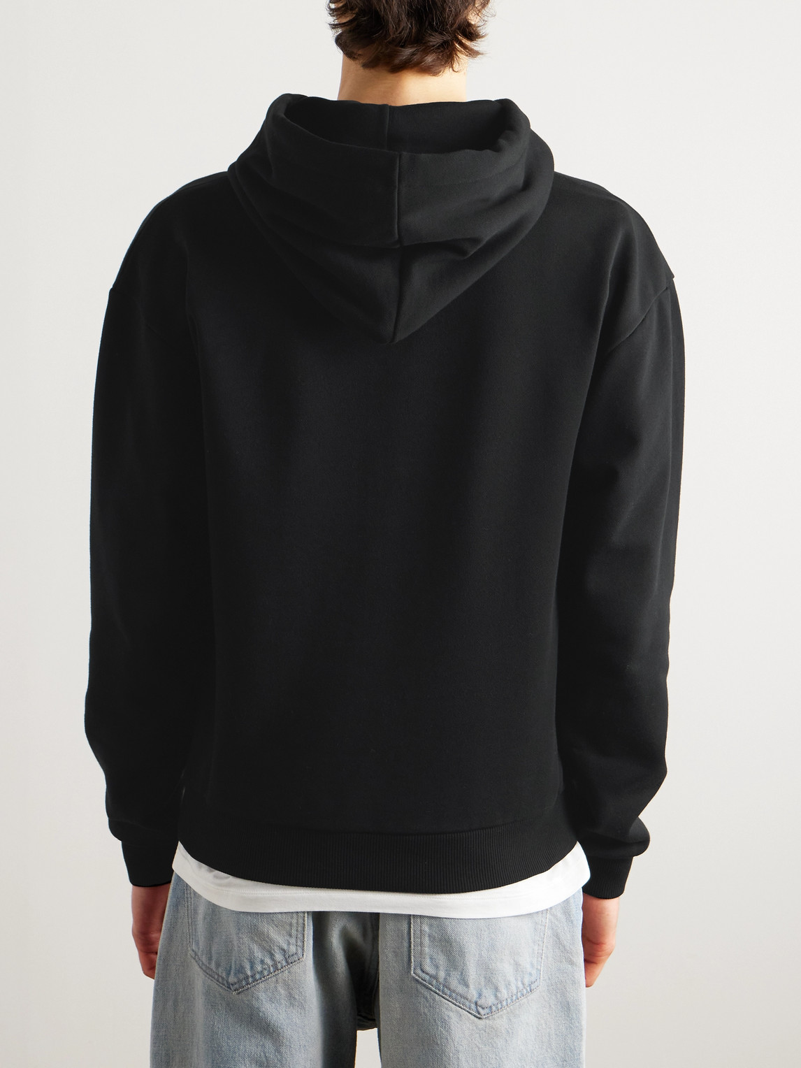 Celine Logo-print Stretch-cotton Jersey Hoodie In Black
