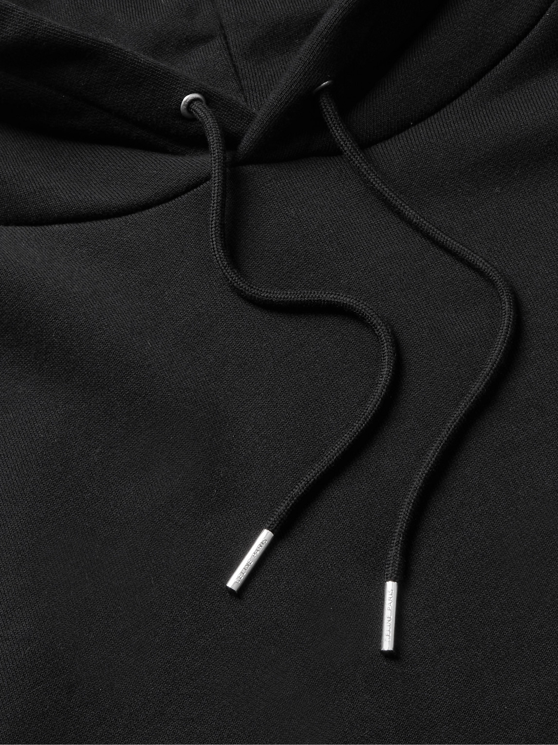 Celine Logo-print Stretch-cotton Jersey Hoodie In Black