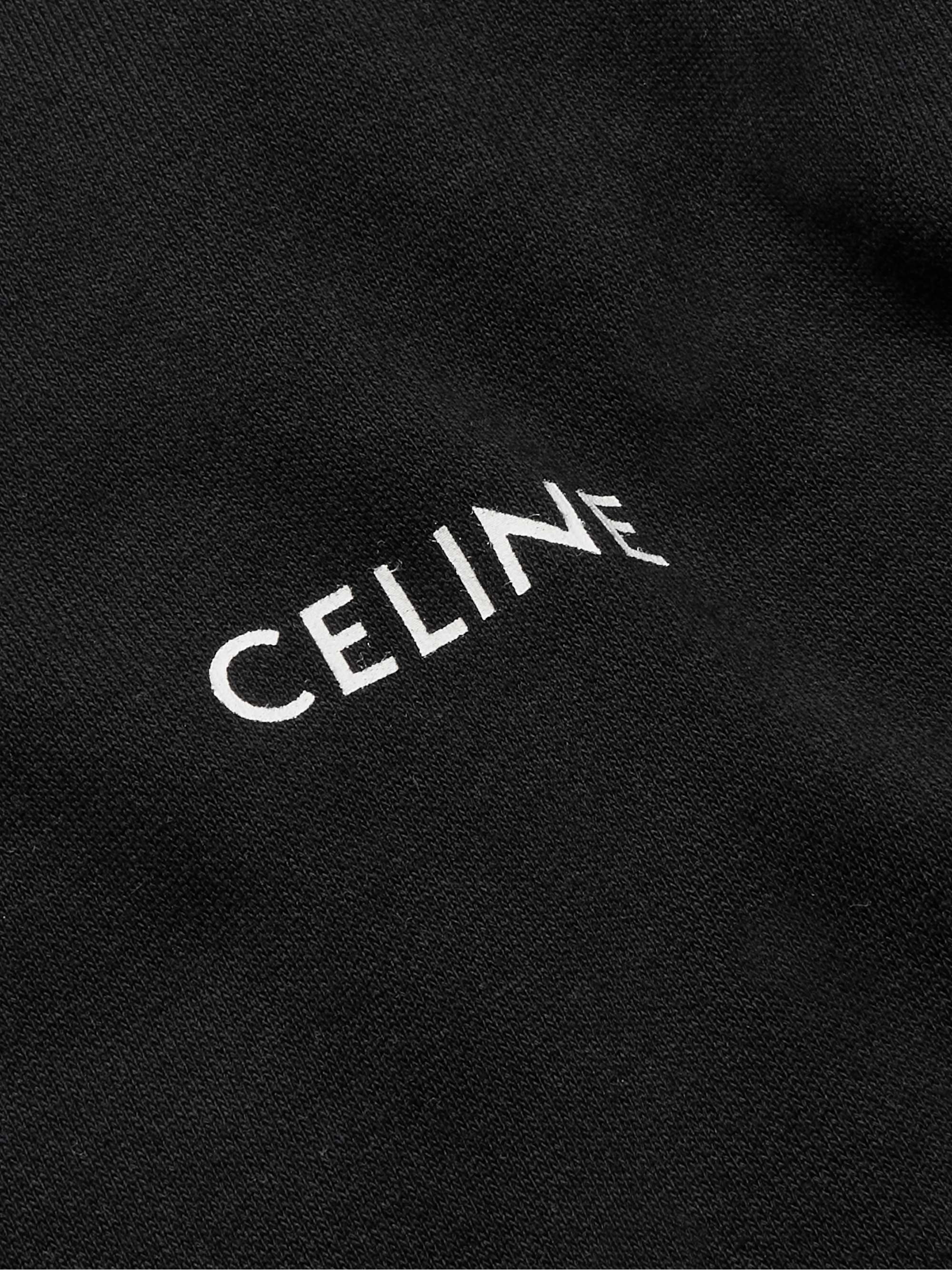 CELINE HOMME Logo-Print Stretch-Cotton Jersey Hoodie