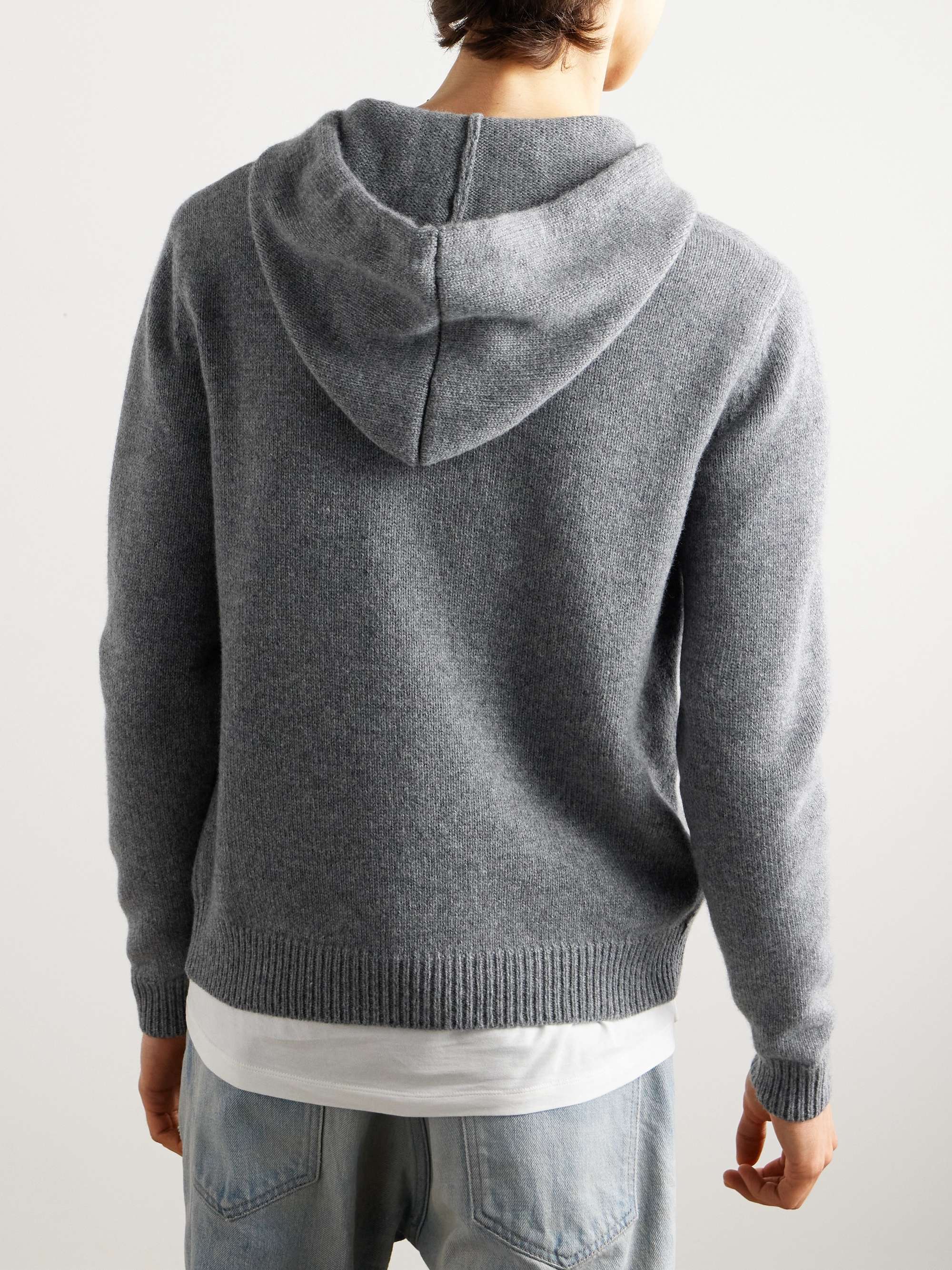 CELINE HOMME Logo-Embroidered Wool and Cashmere-Blend Hoodie