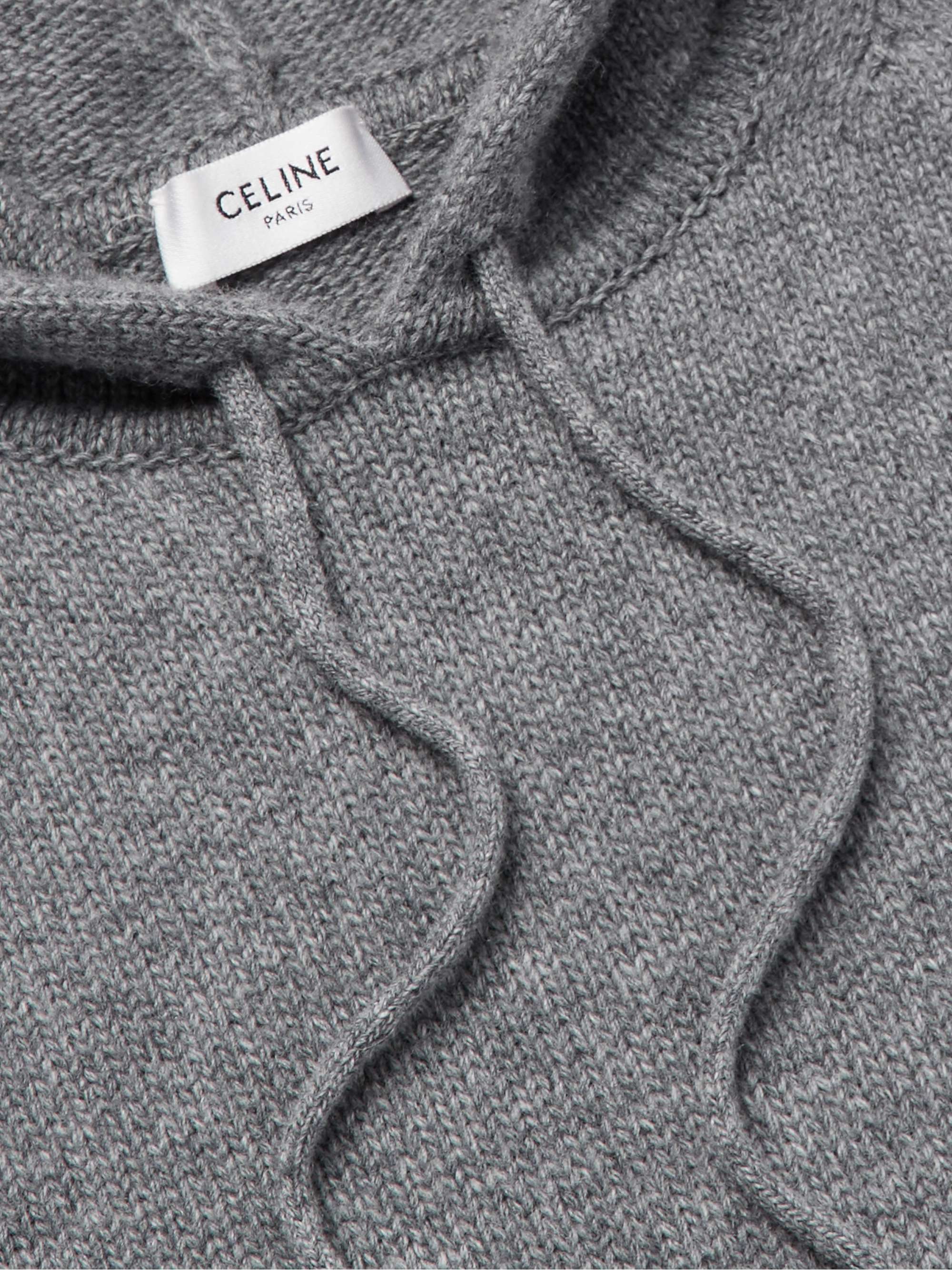 CELINE HOMME Logo-Embroidered Wool and Cashmere-Blend Hoodie
