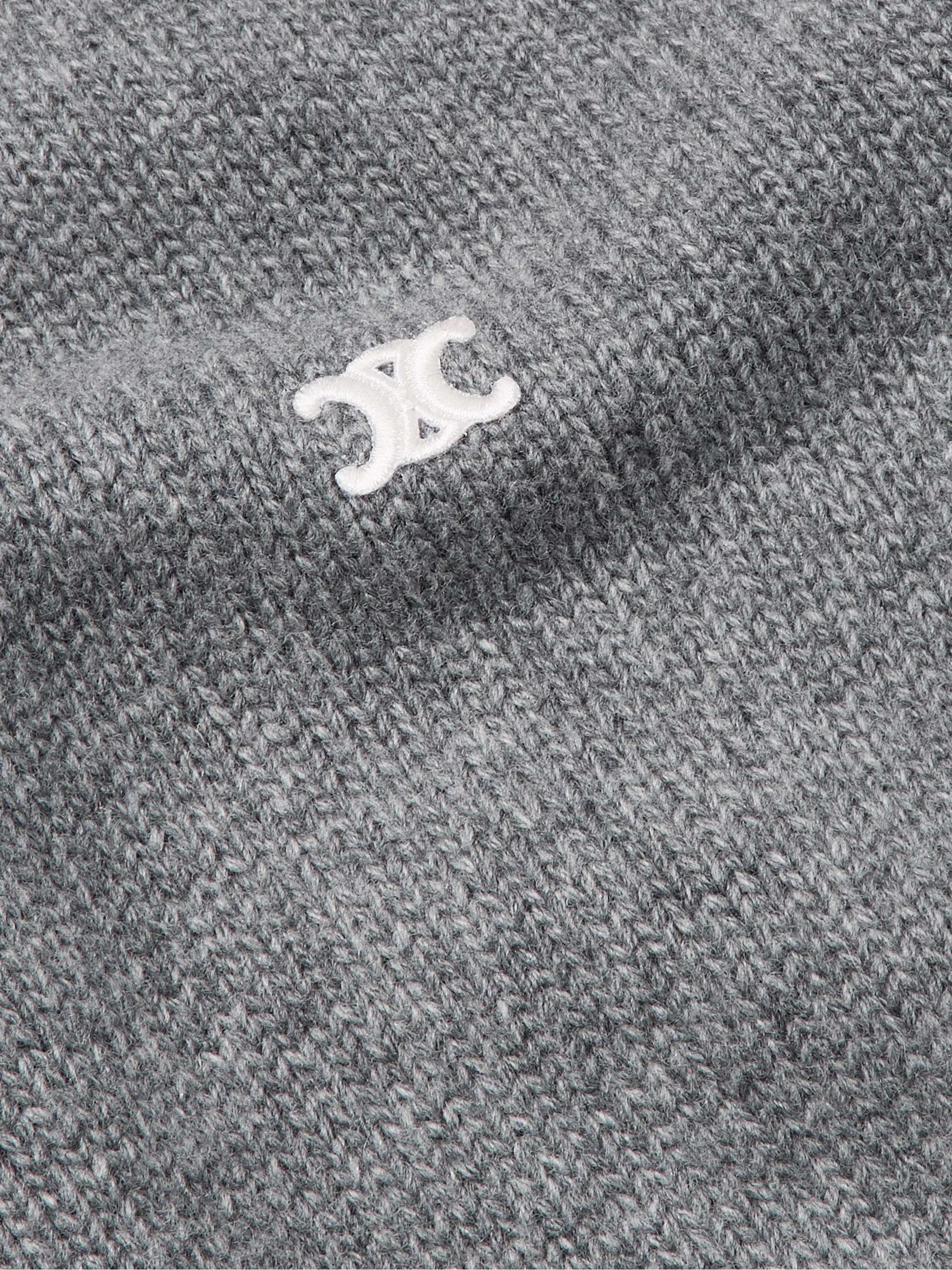 CELINE HOMME Logo-Embroidered Wool and Cashmere-Blend Hoodie