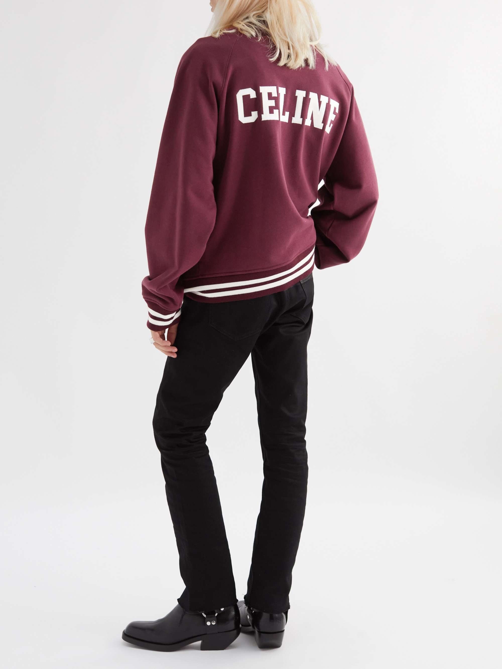 CELINE HOMME Logo-Appliquéd Cotton-Jersey Varsity Jacket