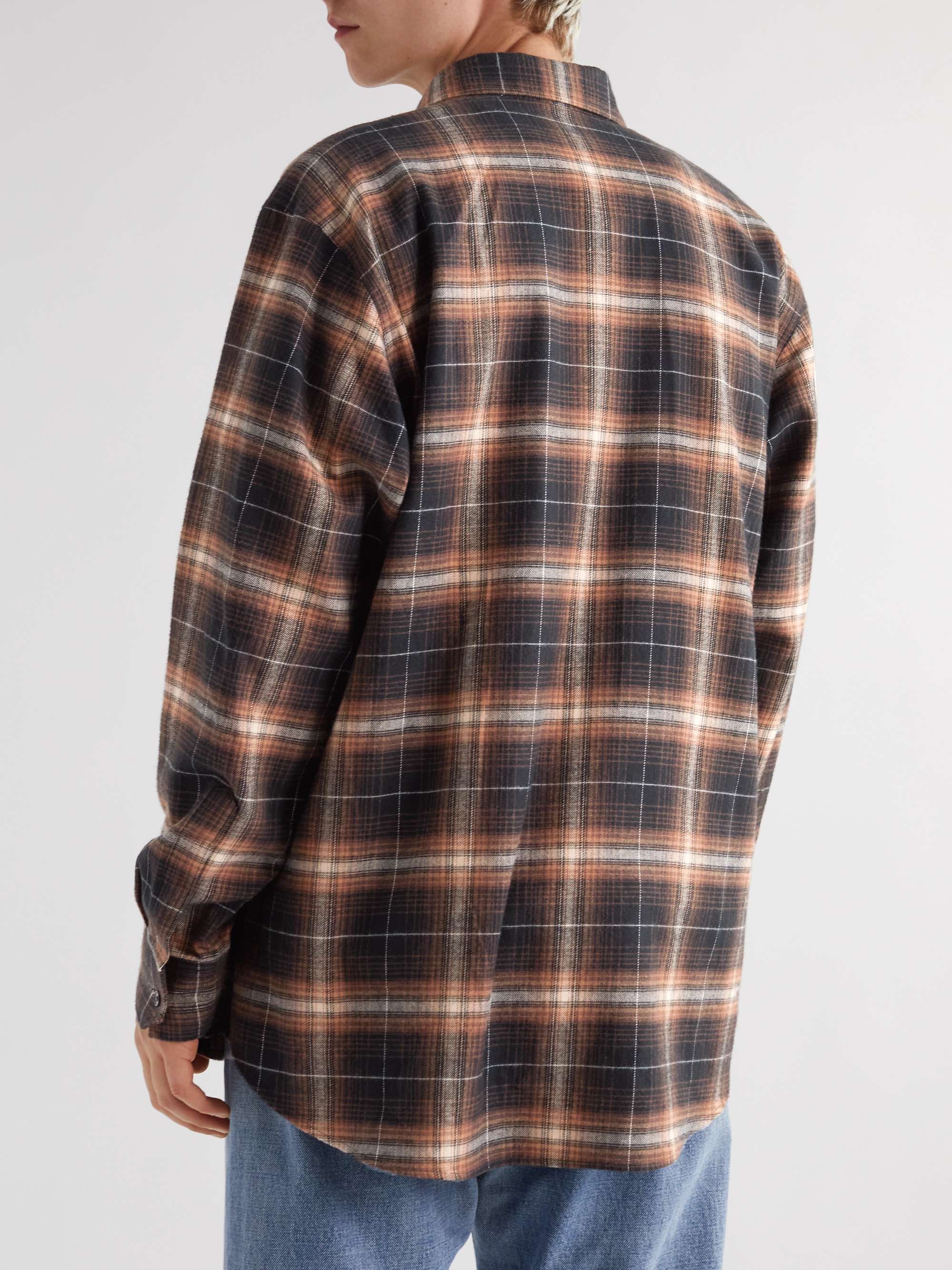 CELINE HOMME Checked Cotton-Flannel Shirt
