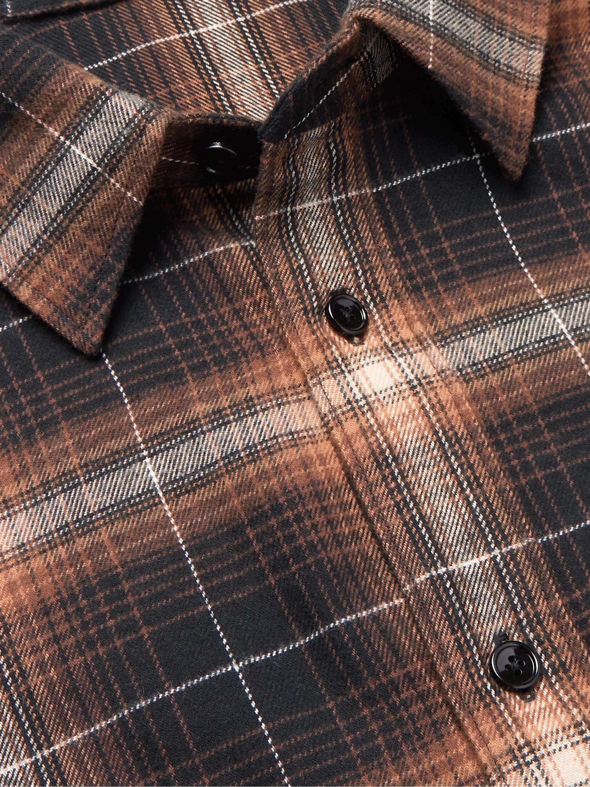 CELINE HOMME Checked Cotton-Flannel Shirt