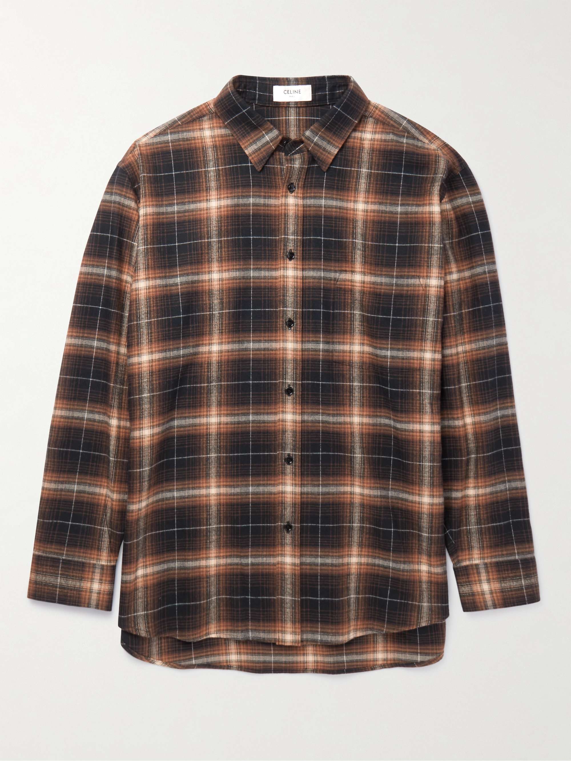 CELINE HOMME Checked Cotton-Flannel Shirt