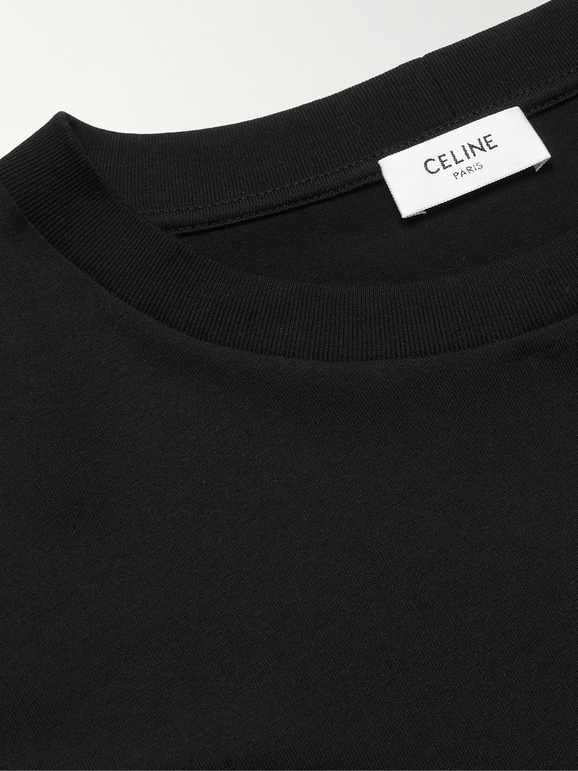 Celine Logo-print Cotton-jersey T-shirt In Black