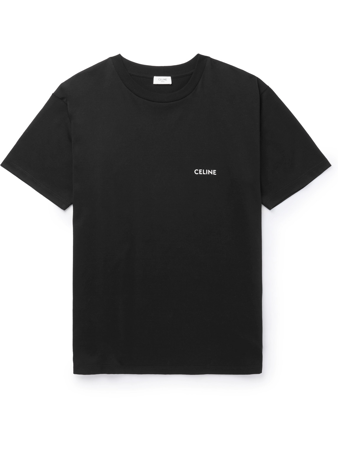 Celine Logo-print Cotton-jersey T-shirt In Black