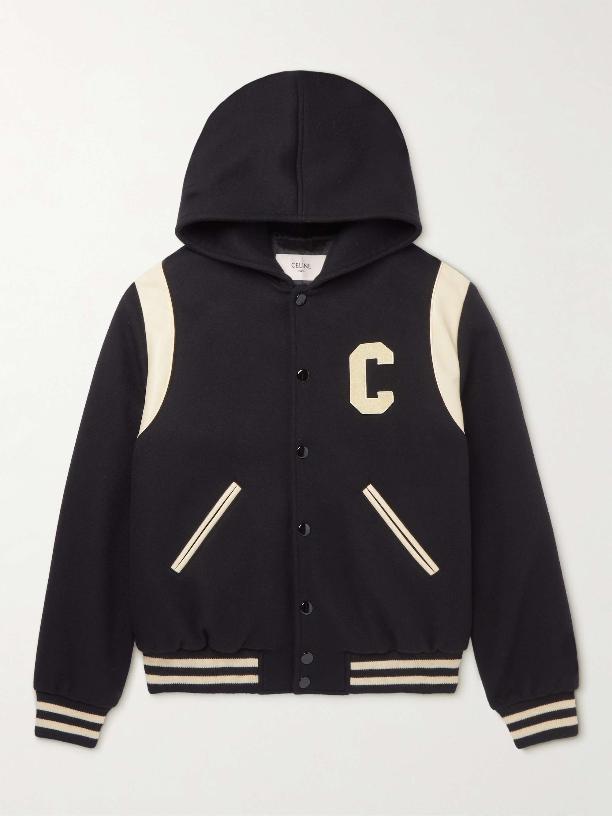 Appliquéd Wool and Cashmere-Blend Hooded Varsity Jacket