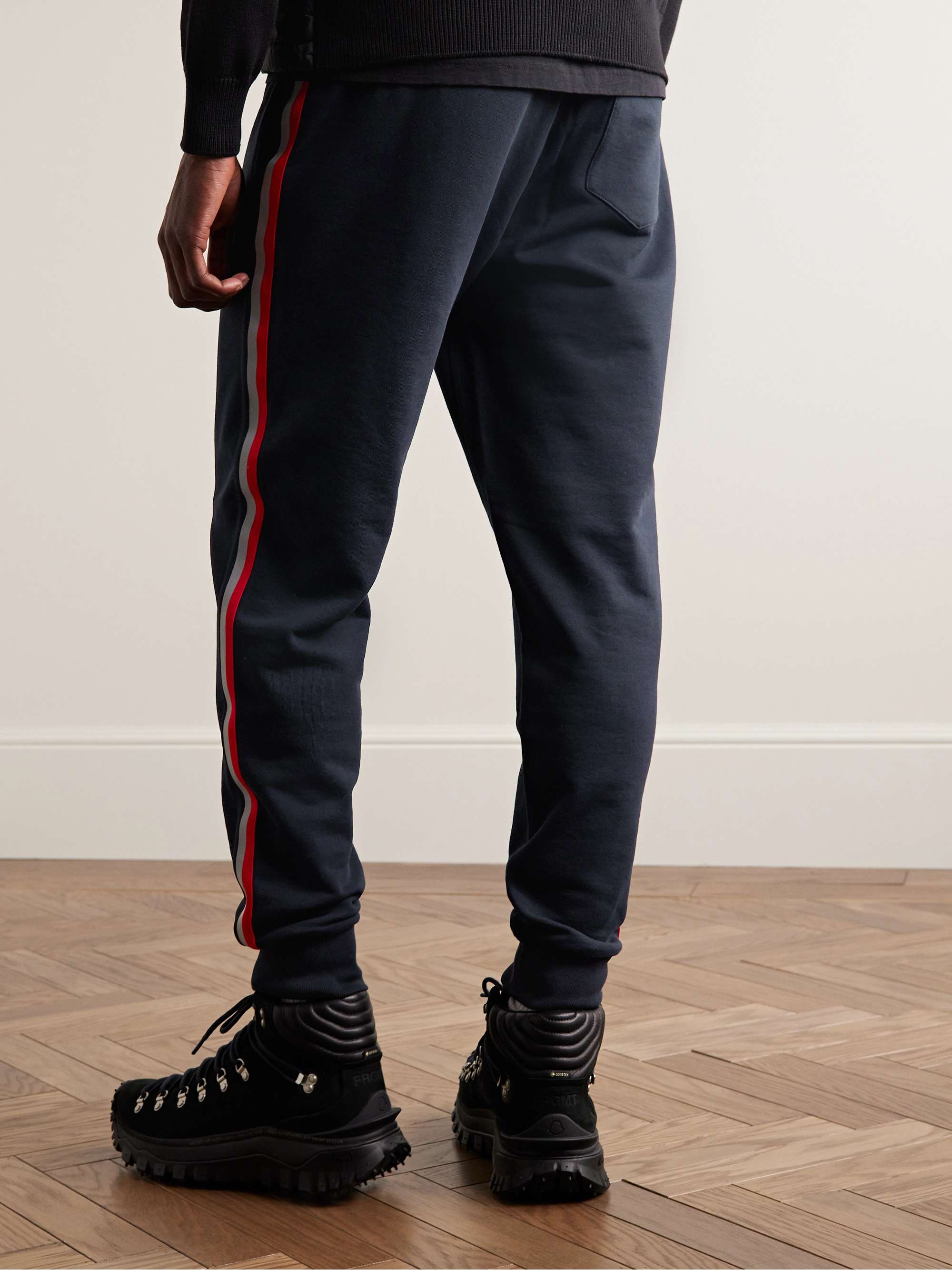 MONCLER Tapered Striped Cotton-Jersey Sweatpants
