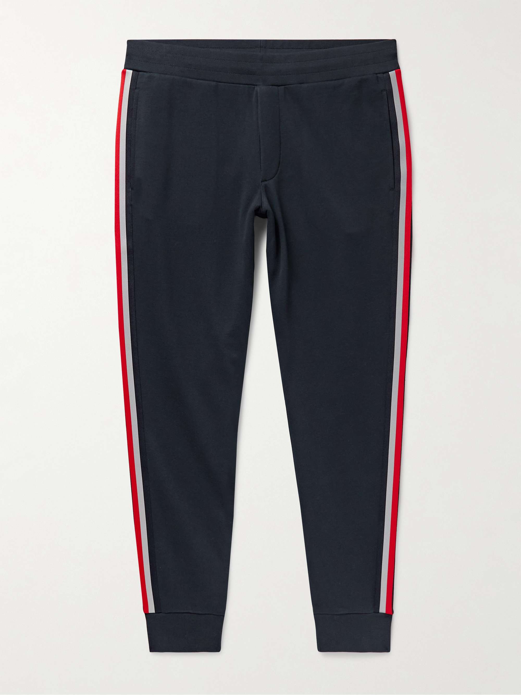 MONCLER Tapered Striped Cotton-Jersey Sweatpants