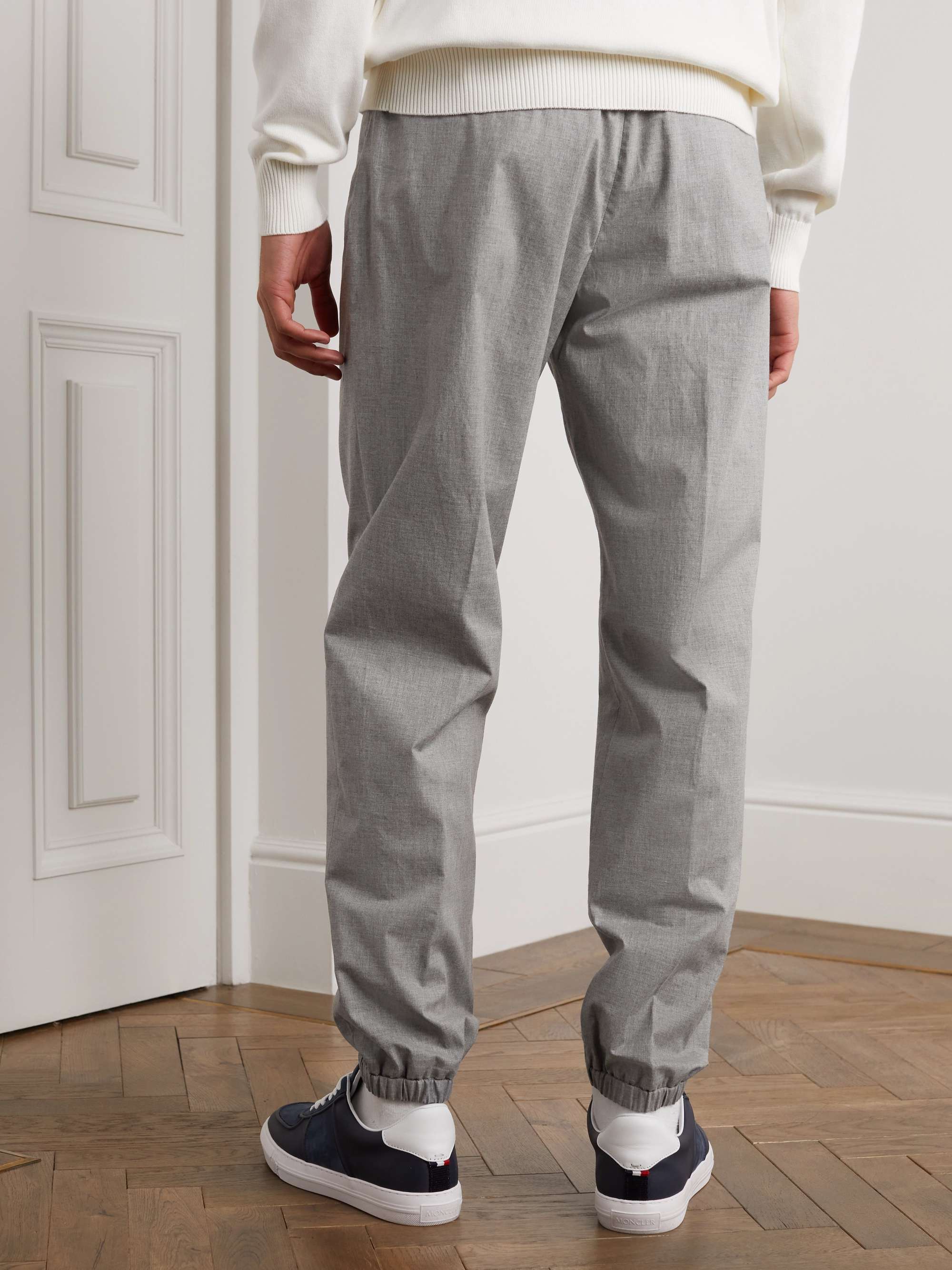 MONCLER Tapered Stretch-Cotton Trousers