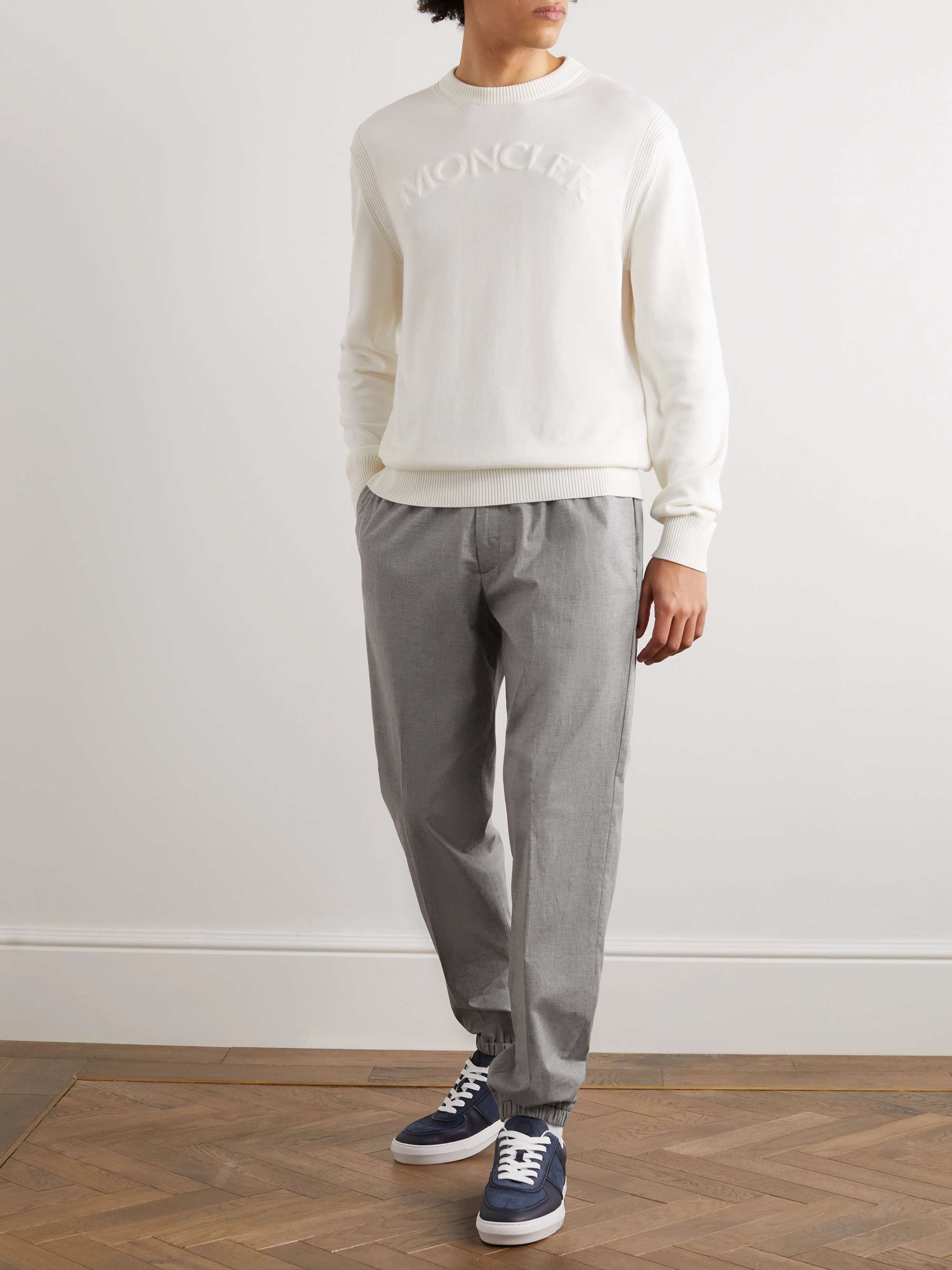 MONCLER Tapered Stretch-Cotton Trousers