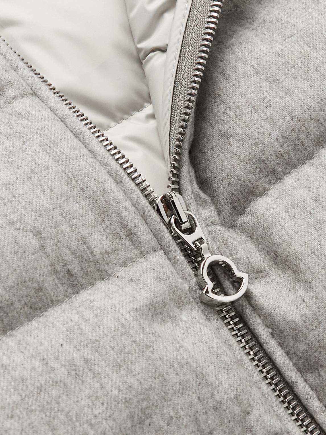 Shop Moncler Acorus Logo-appliquéd Quilted Flannel Down Jacket In Gray