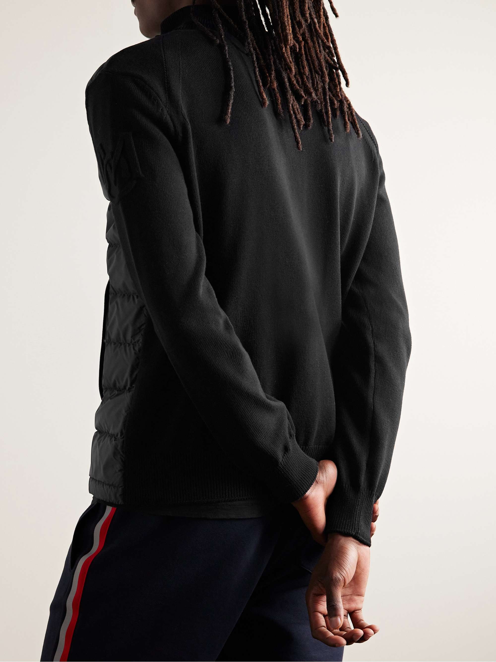 MONCLER Panelled Cotton and Quilted Shell Down Zip-Up Cardigan