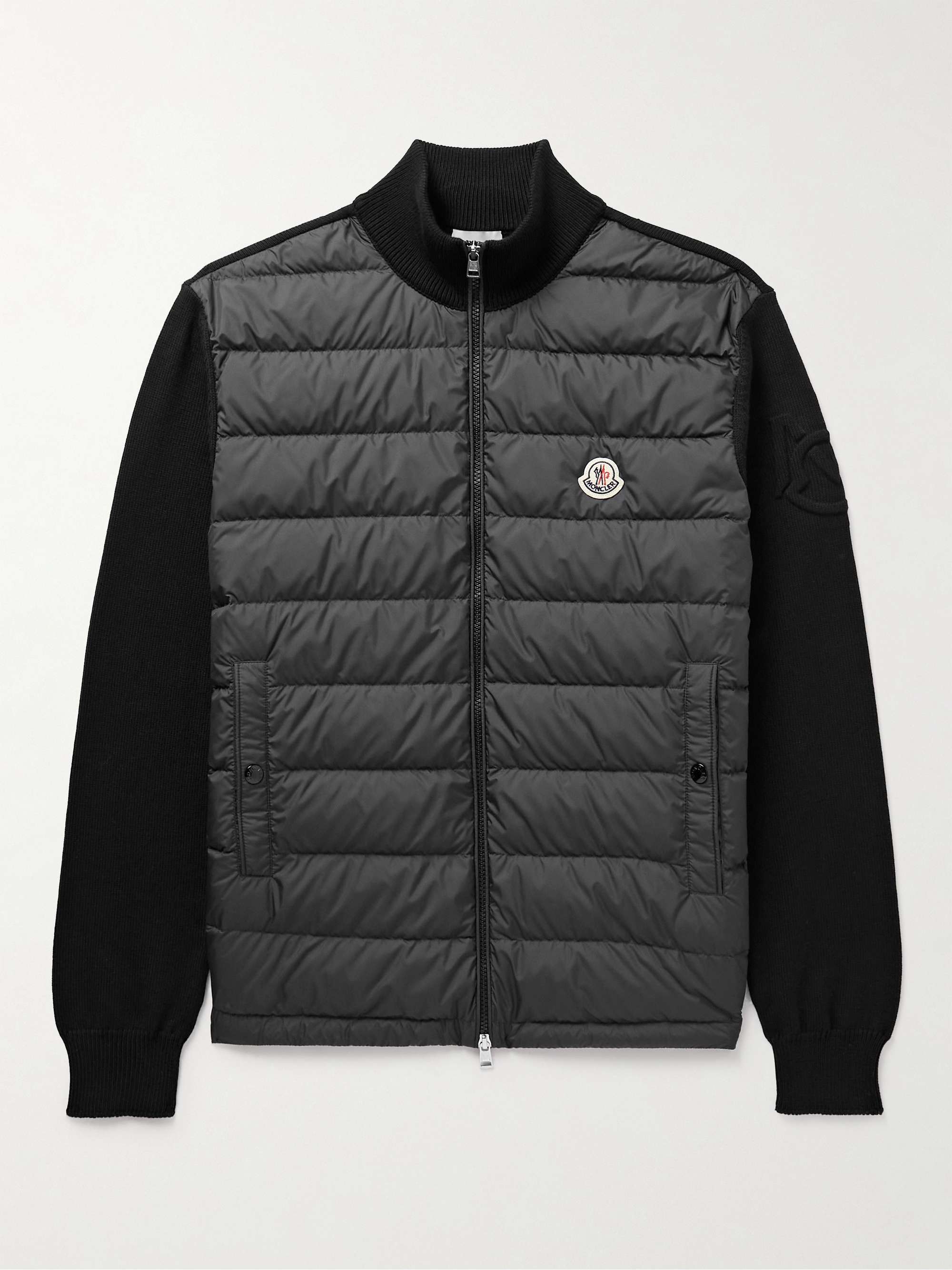 MONCLER Panelled Cotton and Quilted Shell Down Zip-Up Cardigan for Men