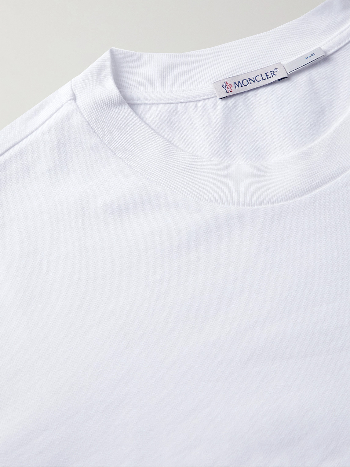 Moncler Logo-embroidered Cotton-jersey T-shirt In White