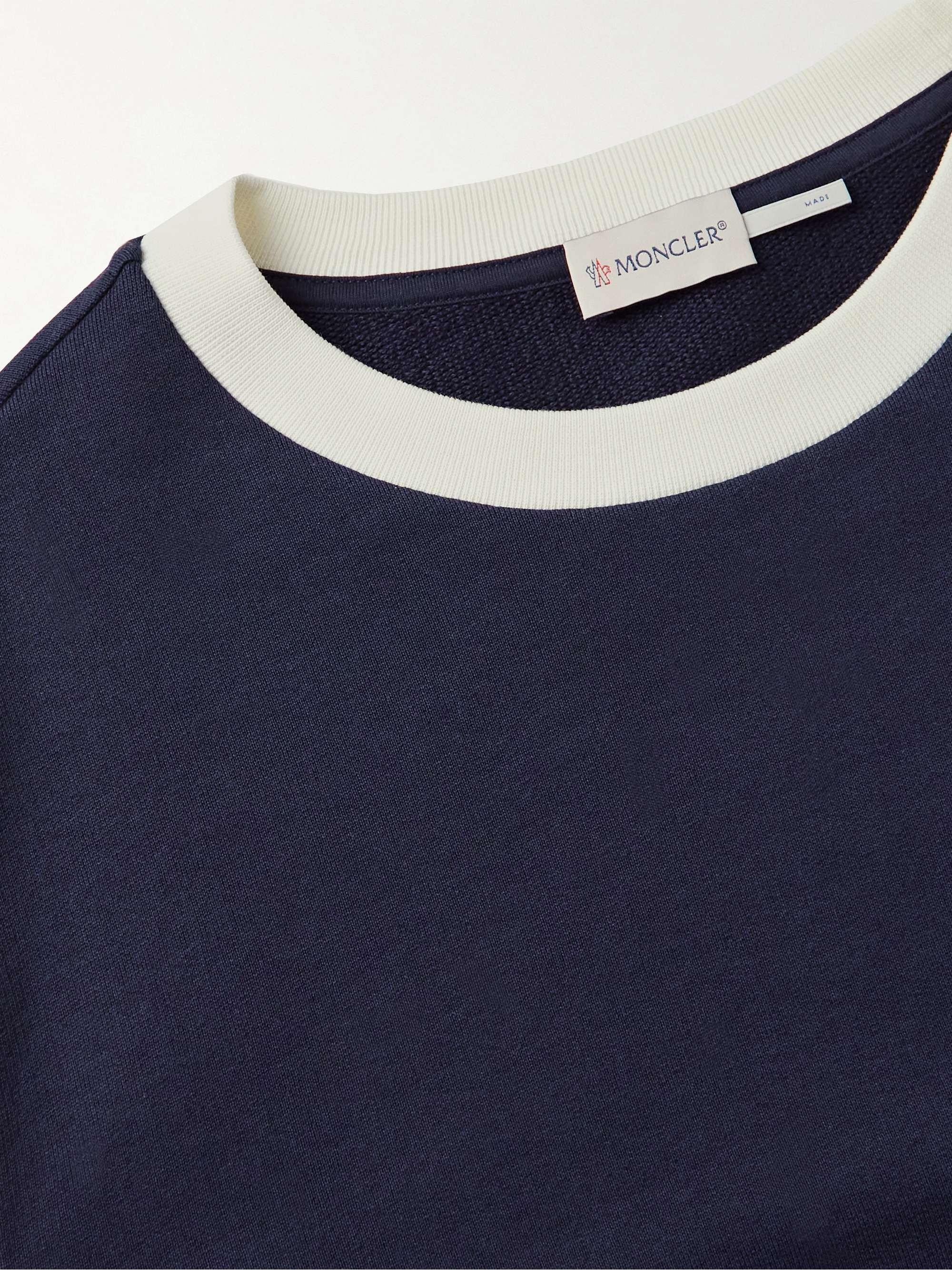 MONCLER Logo-Embroidered Two-Tone Cotton-Jersey Sweatshirt