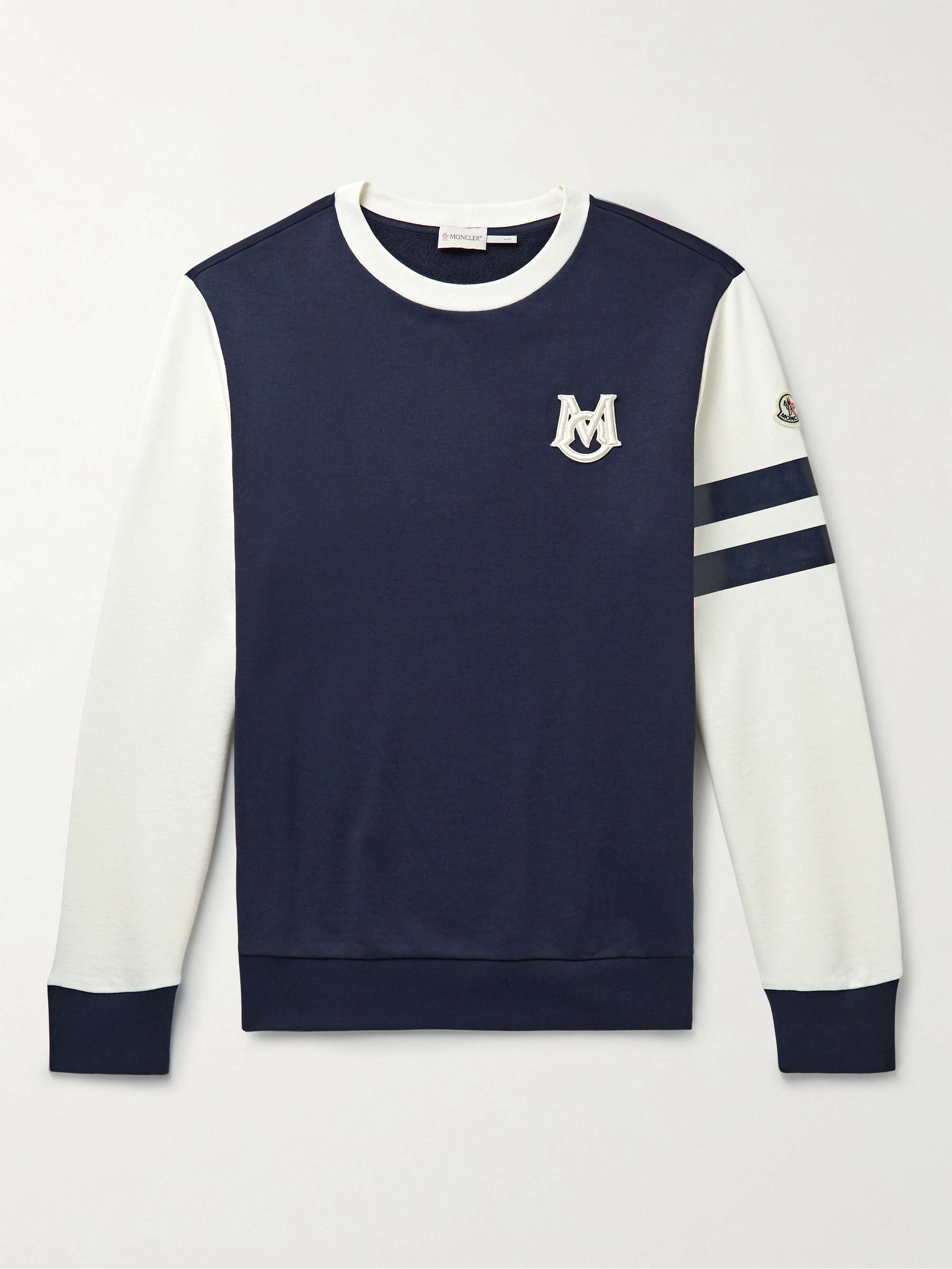 MONCLER Logo-Embroidered Two-Tone Cotton-Jersey Sweatshirt for Men | MR ...