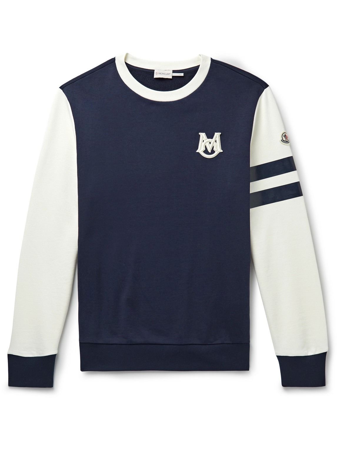 Moncler Logo-embroidered Fleece-jersey Sweatshirt In Blue