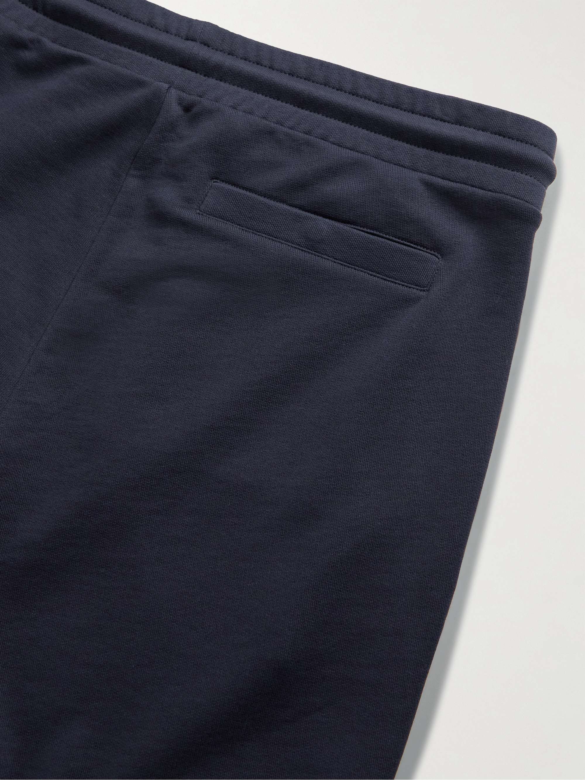 MONCLER Tapered Logo-Appliquéd Striped Cotton-Jersey Sweatpants