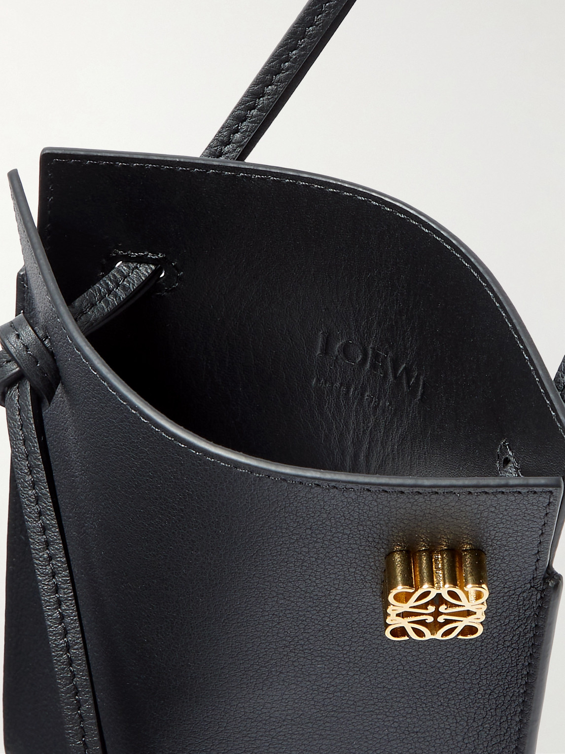 Loewe Dice Logo-embellished Full-grain Leather Messenger Bag In Black