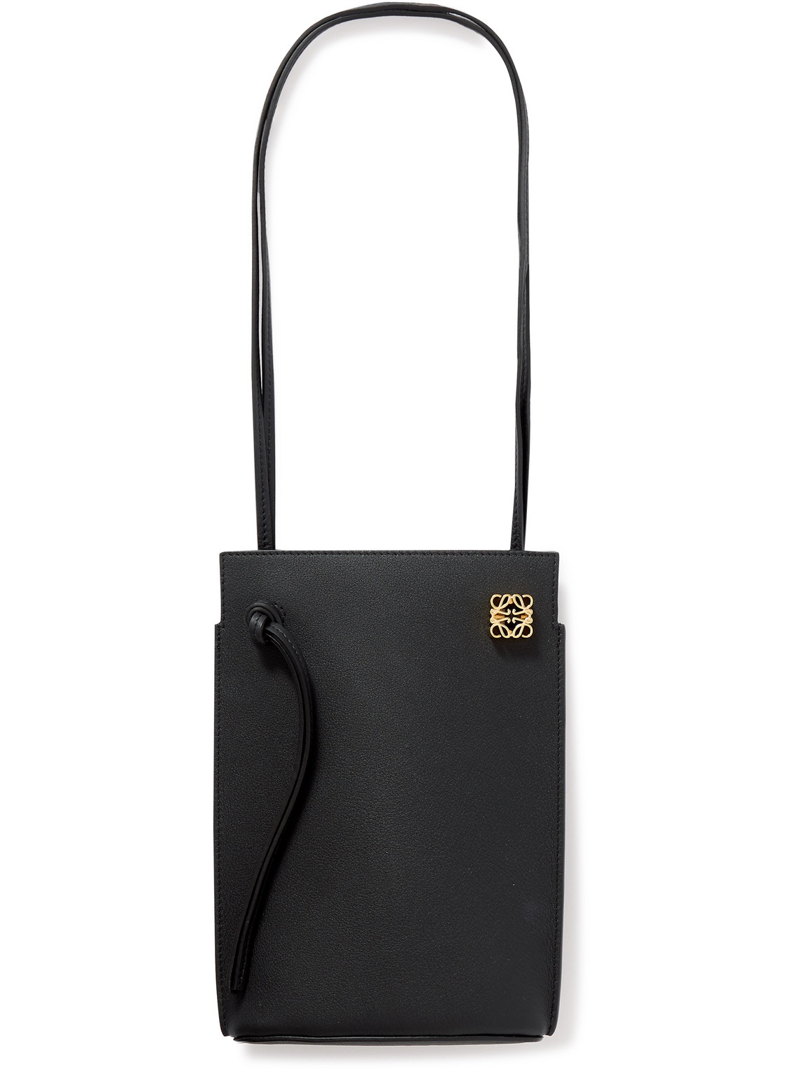 Loewe Dice Logo-embellished Full-grain Leather Messenger Bag In Black