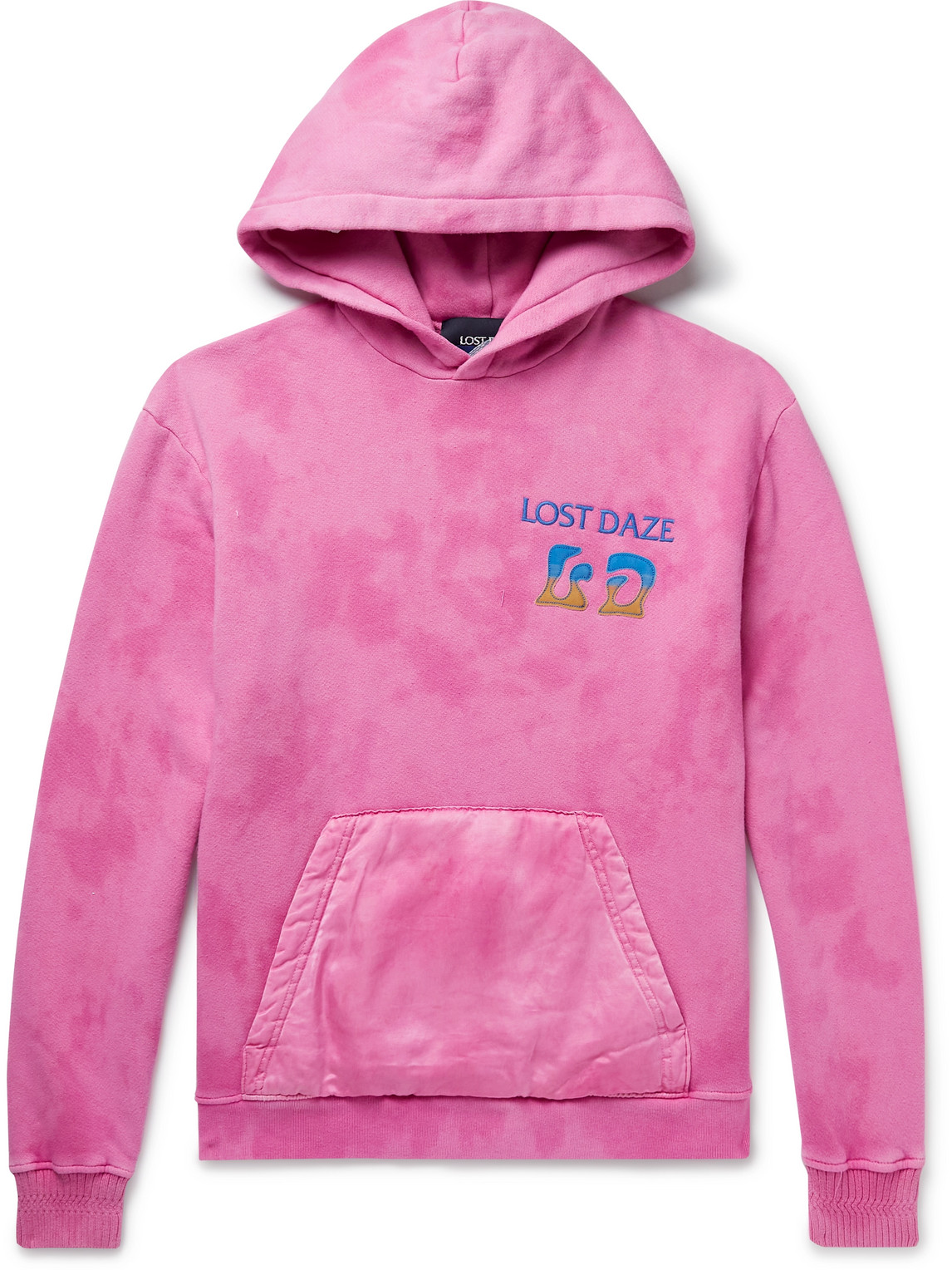 Satin-Trimmed Logo-Embroidered Tie-Dyed Cotton-Jersey Hoodie