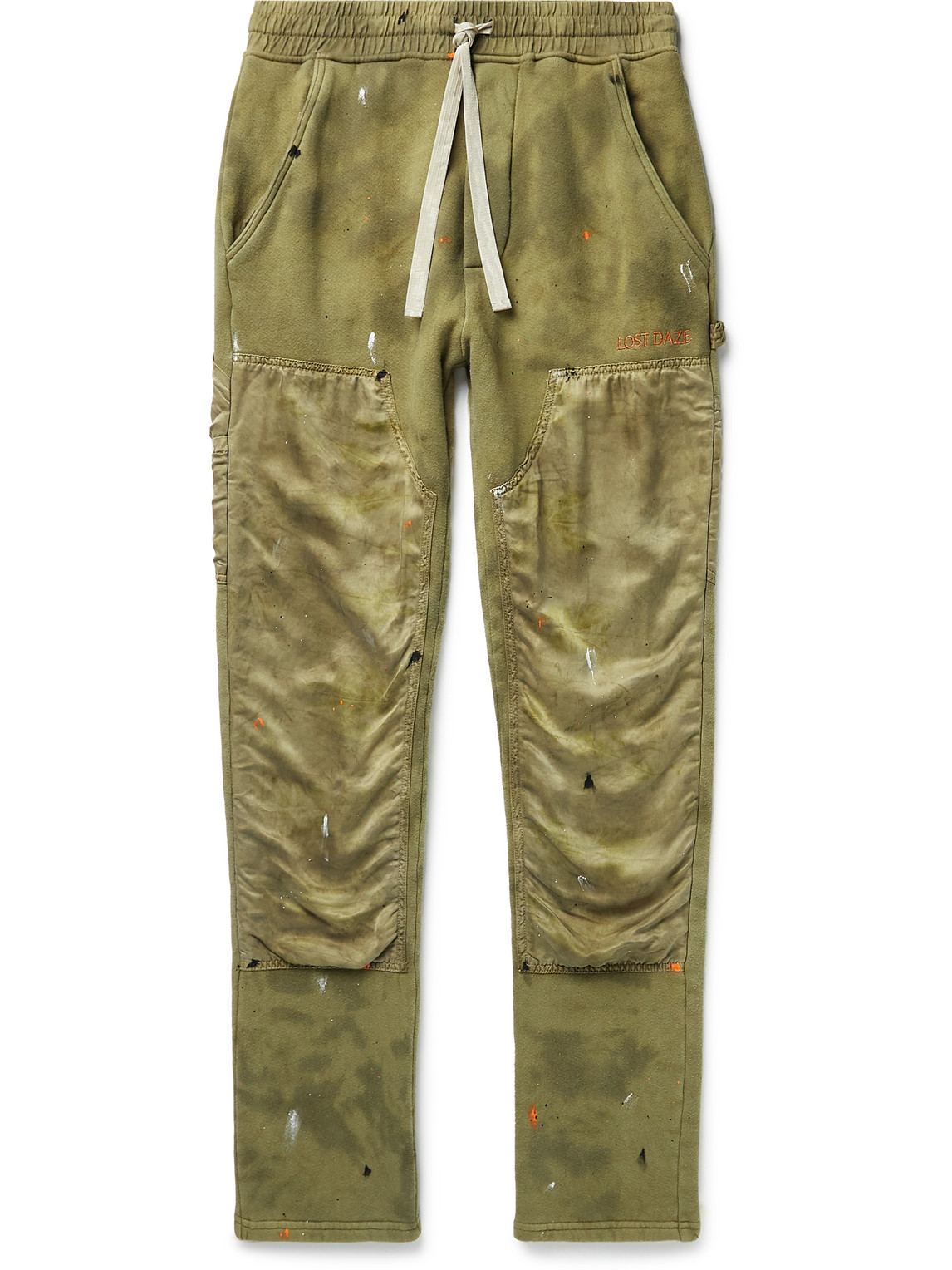 Slim-Fit Paint-Splattered Cotton-Jersey and Twill Sweatpants